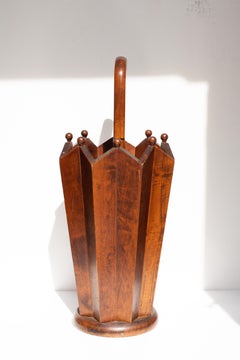Art Deco Umbrella Stand - Chestnut Wooden Umbrella Stand - France 1930s