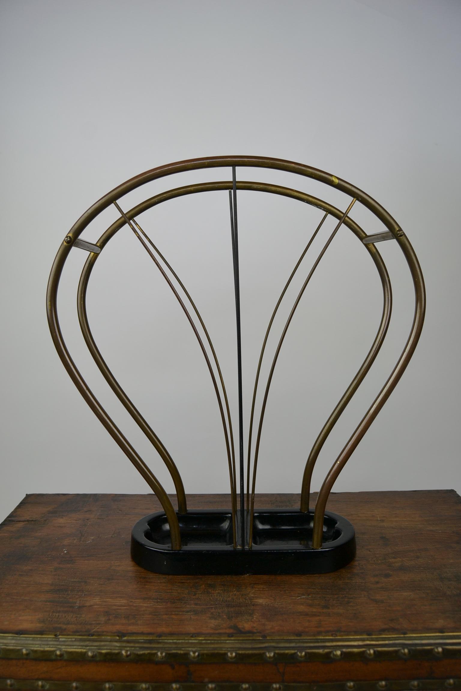 Art Deco Umbrella Stand, Copper and Enameled Cast Iron, 1920s 5