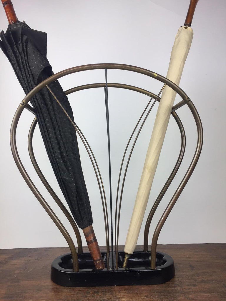 Art Deco Umbrella Stand, Copper and Enameled Cast Iron, 1920s at 1stDibs