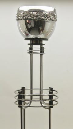 Art Deco Umbrella stand / Jardinière in Chrome and Bakelite by Demeyere, 1931