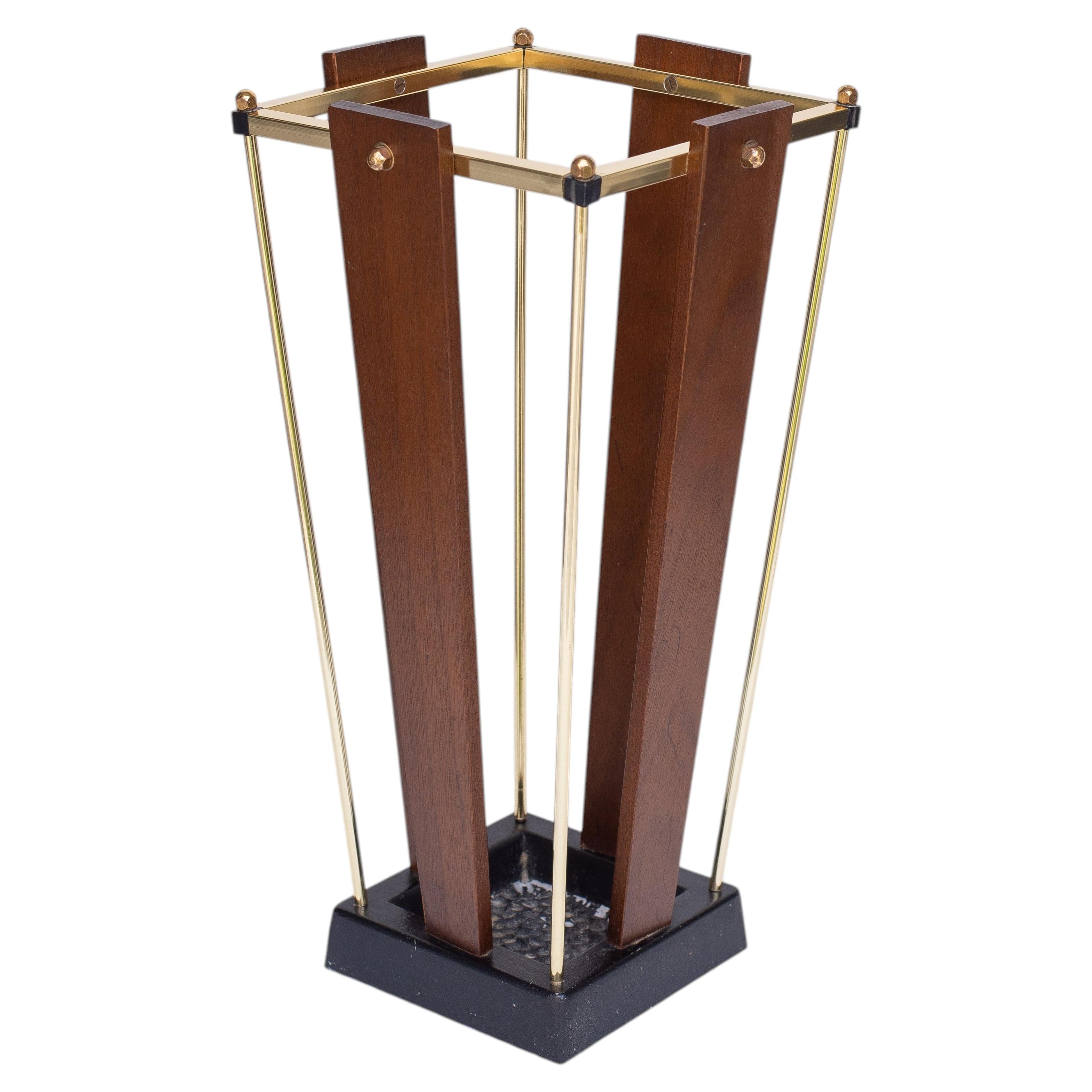Portaombrelli Art Déco - Portaombrelli modernista in legno e ottone - Francia anni '40