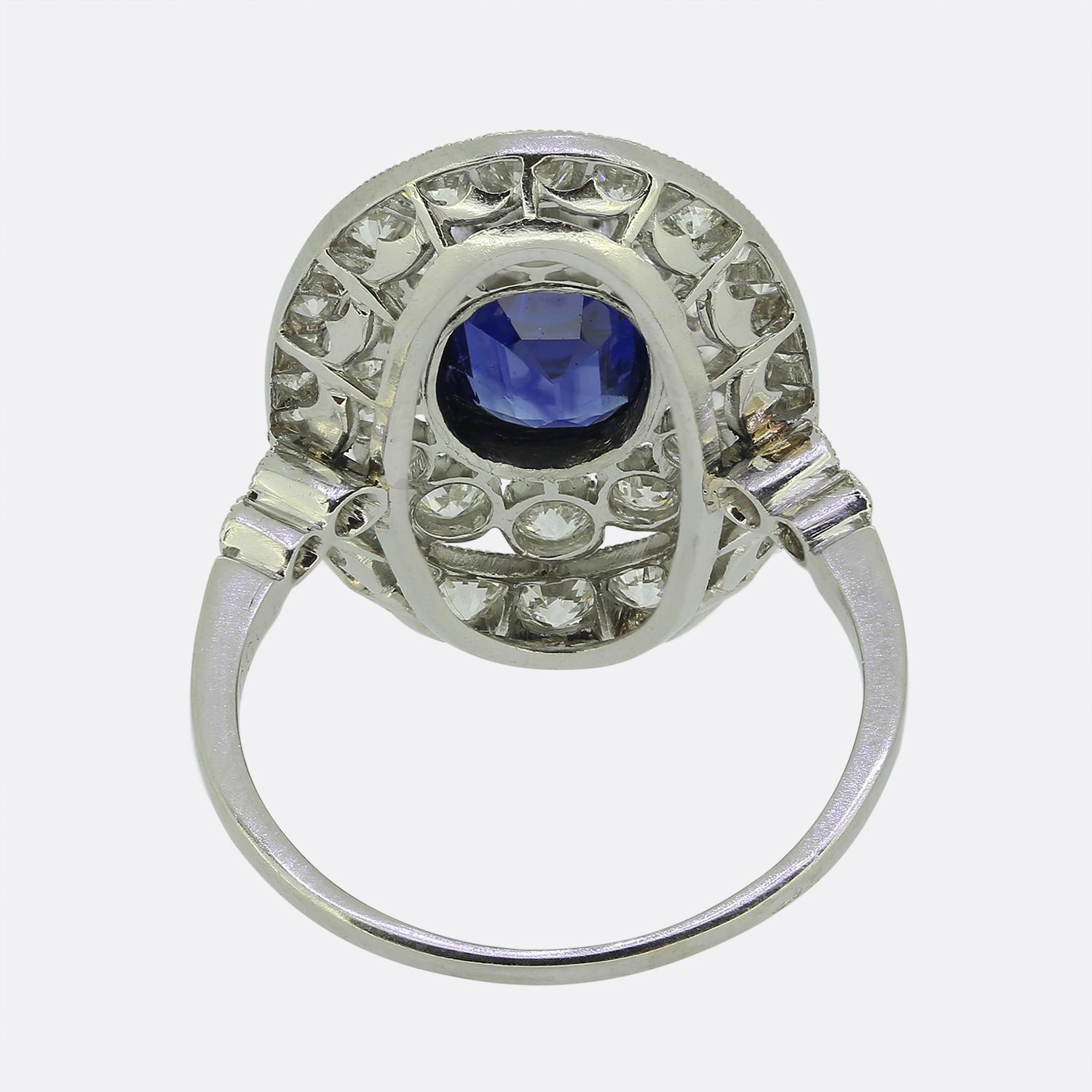 Anello Art Déco con zaffiro e diamante non riscaldato In condizioni buone in vendita a London, GB