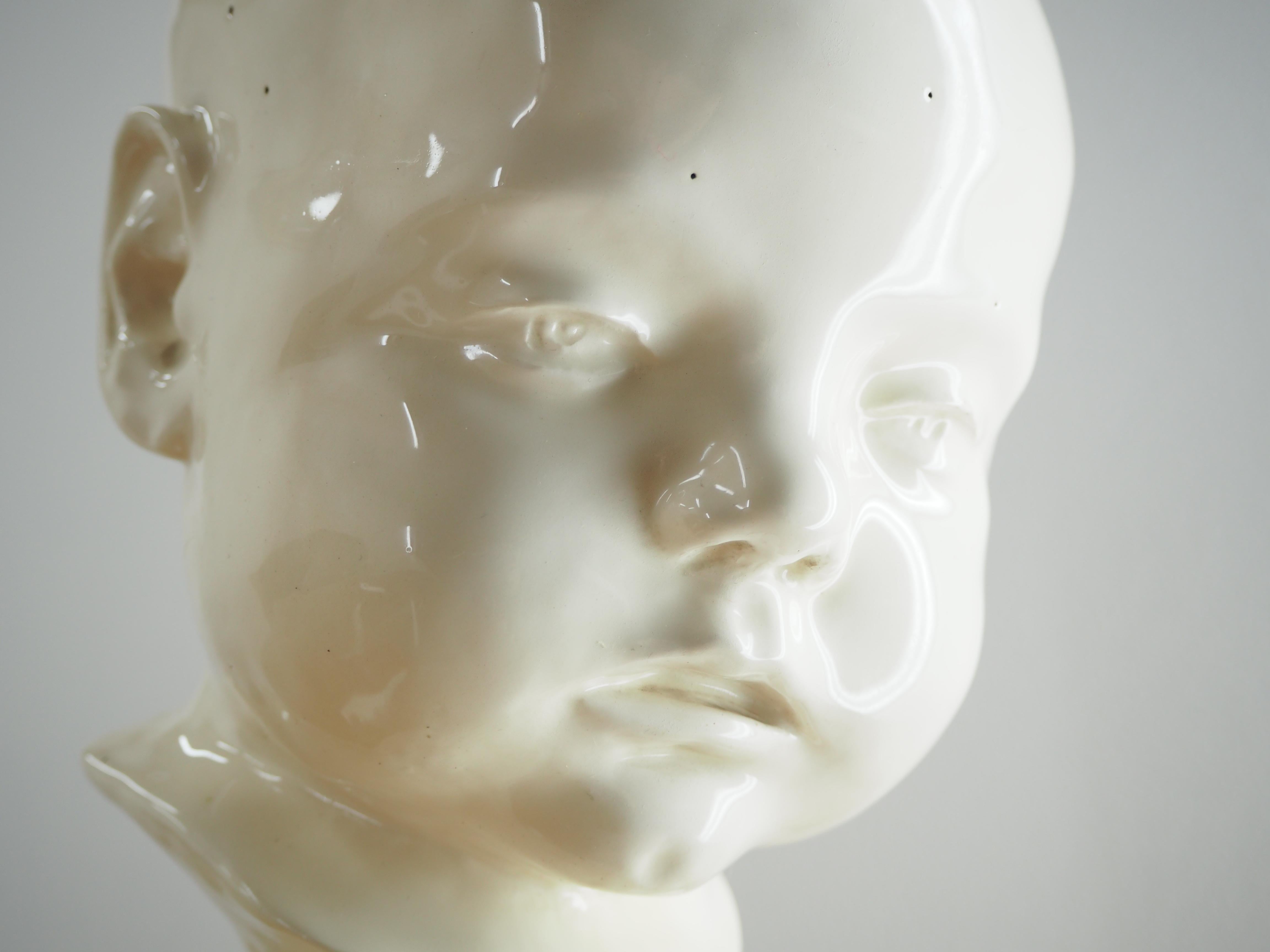 Art Deco Unique Porcelain Bust of Child, 1930s 7