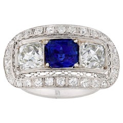 Art Deco Untreated Burma Sapphire Ring, 2.25 Carats