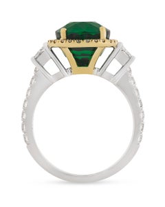 Art Deco Untreated Tsavorite Garnet Ring, 7.88 Carat