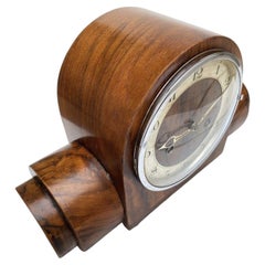 Art Deco Unusual 8 Day Striking Walnut  Mantle Clock, English, c1930