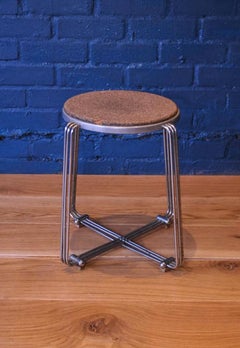 1920's Art Deco Unusual Chrome and Cork Stool by British Manufacturer Alpax