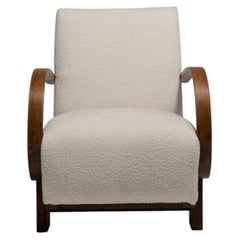 Art Deco Upholstered Armchair, Wood & Fabric, Czechia, 1930-1939