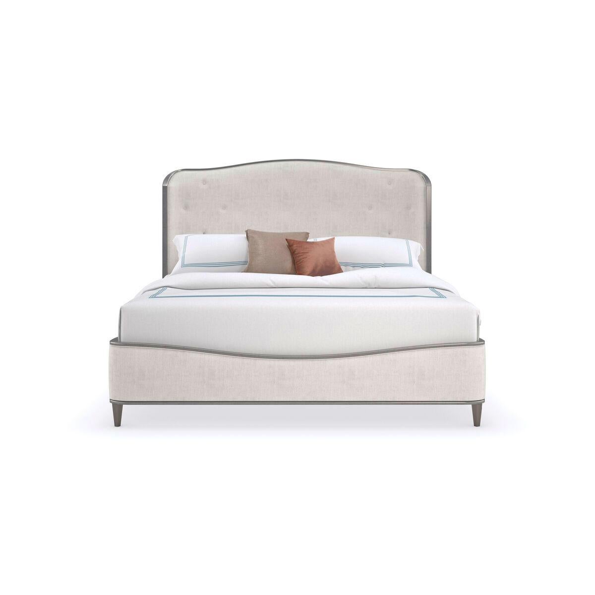 Contemporary Art Deco Upholstered King Bed For Sale