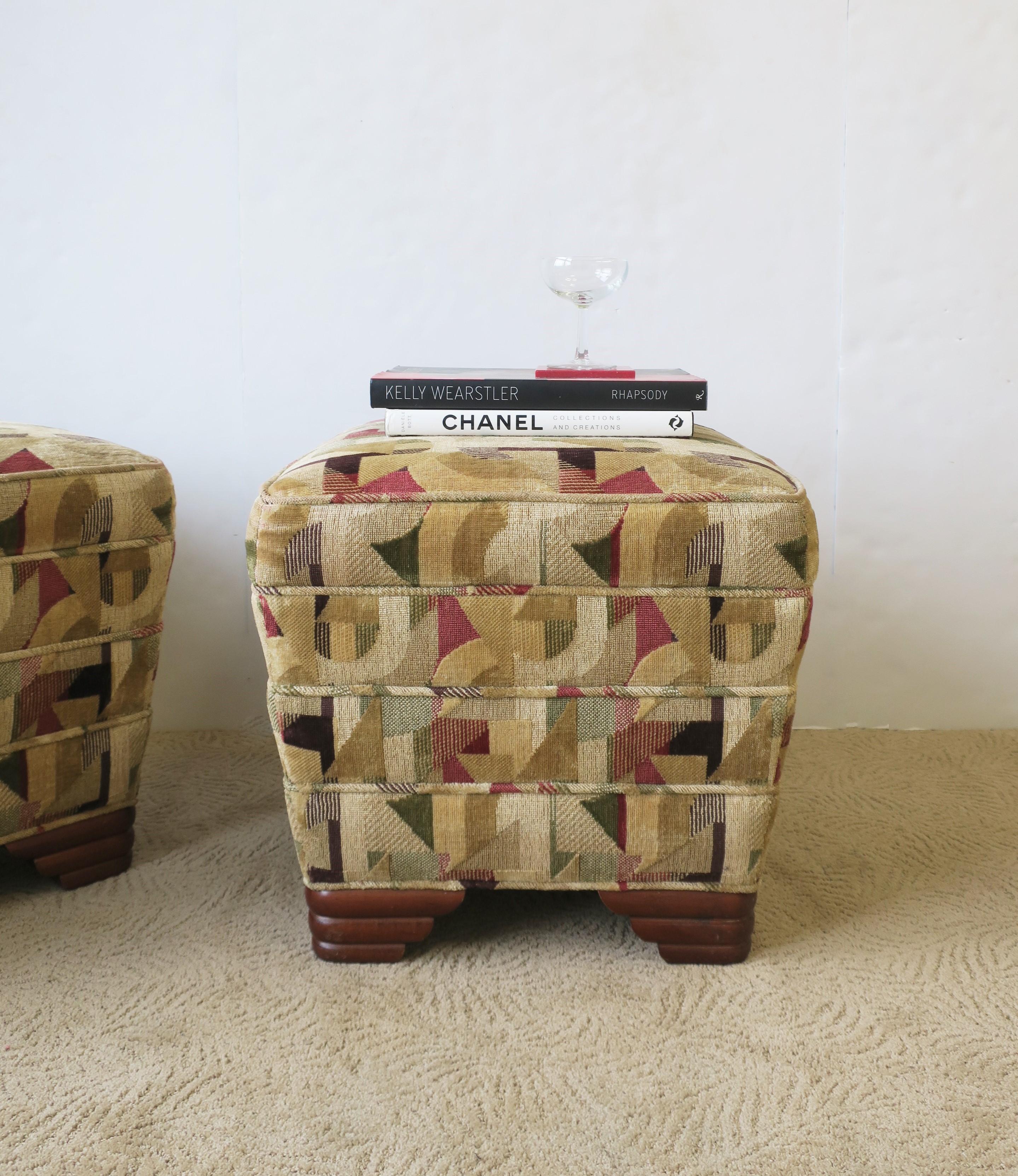 Art Deco Upholstered Stools or Benches, Pair 5