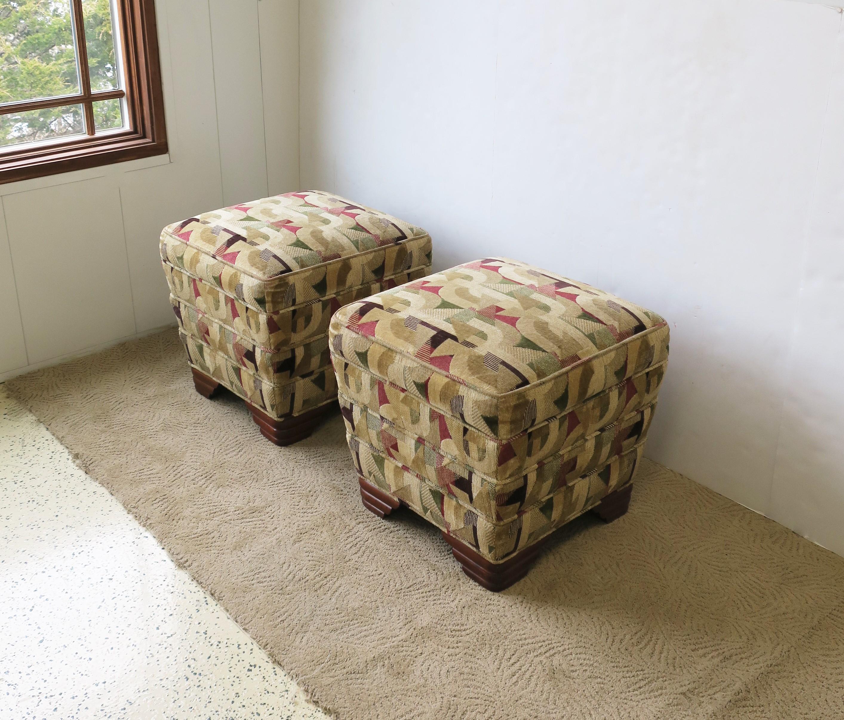 Art Deco Upholstered Stools or Benches, Pair 6