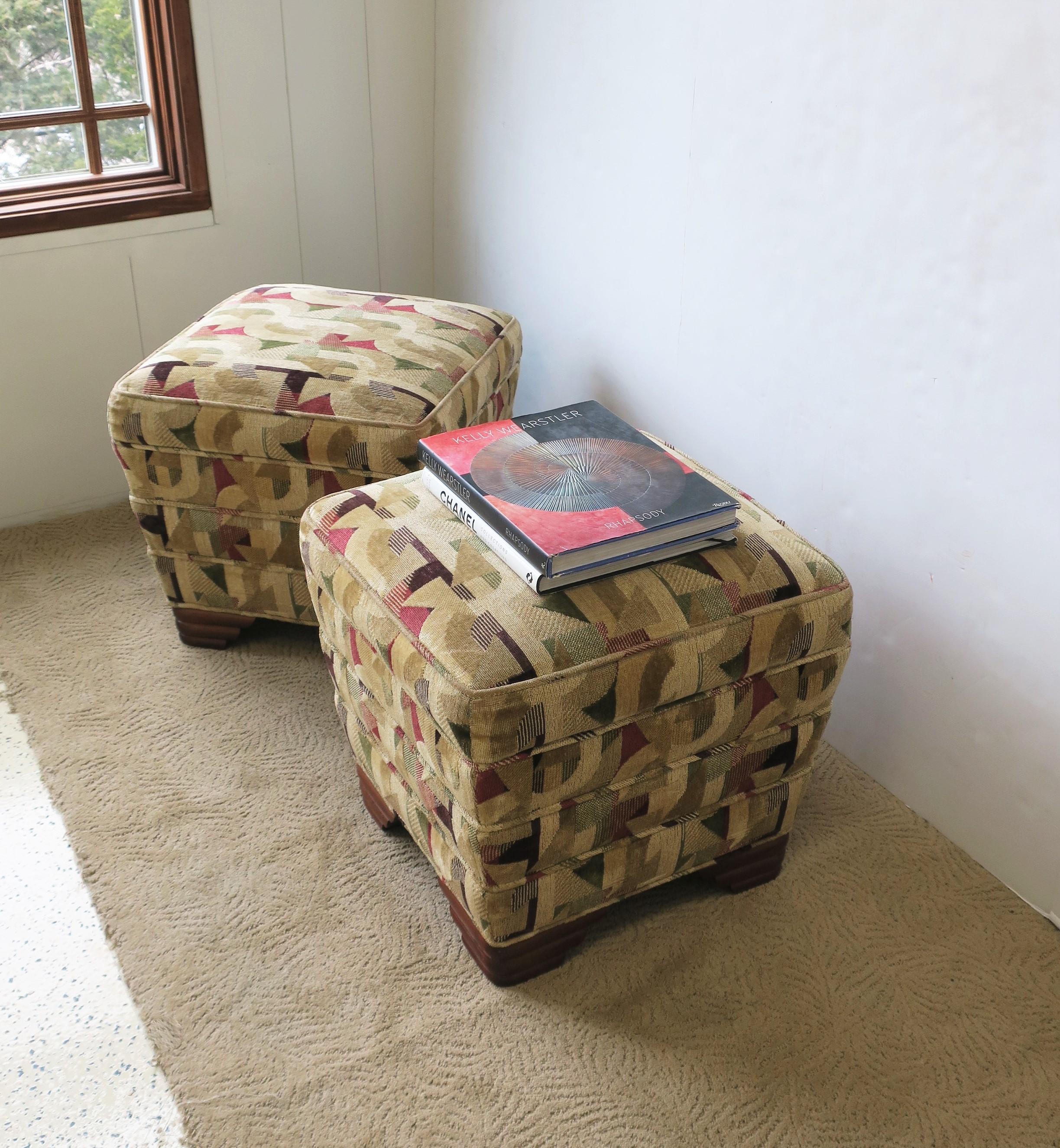 Art Deco Upholstered Stools or Benches, Pair 9