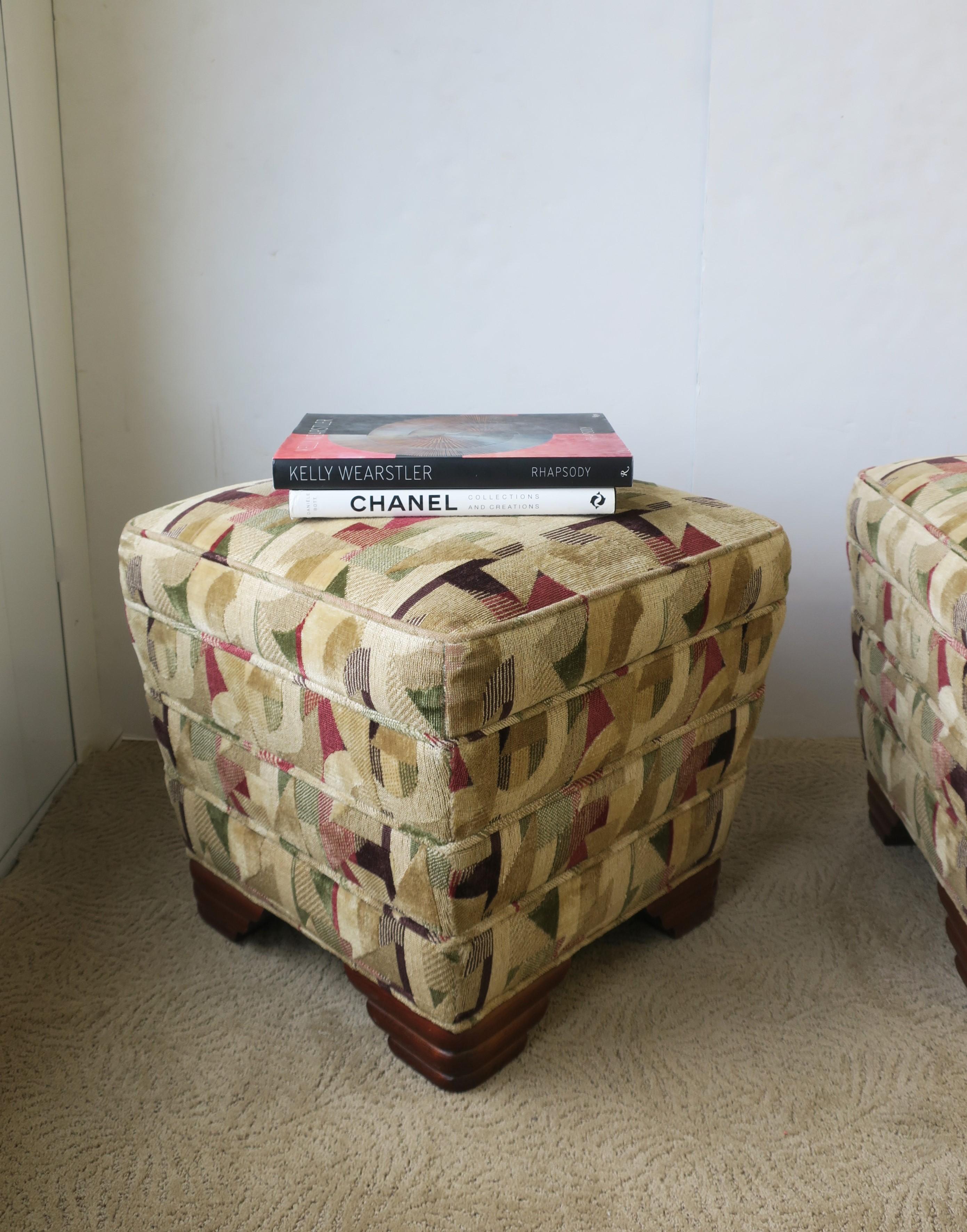 Art Deco Upholstered Stools or Benches, Pair 10