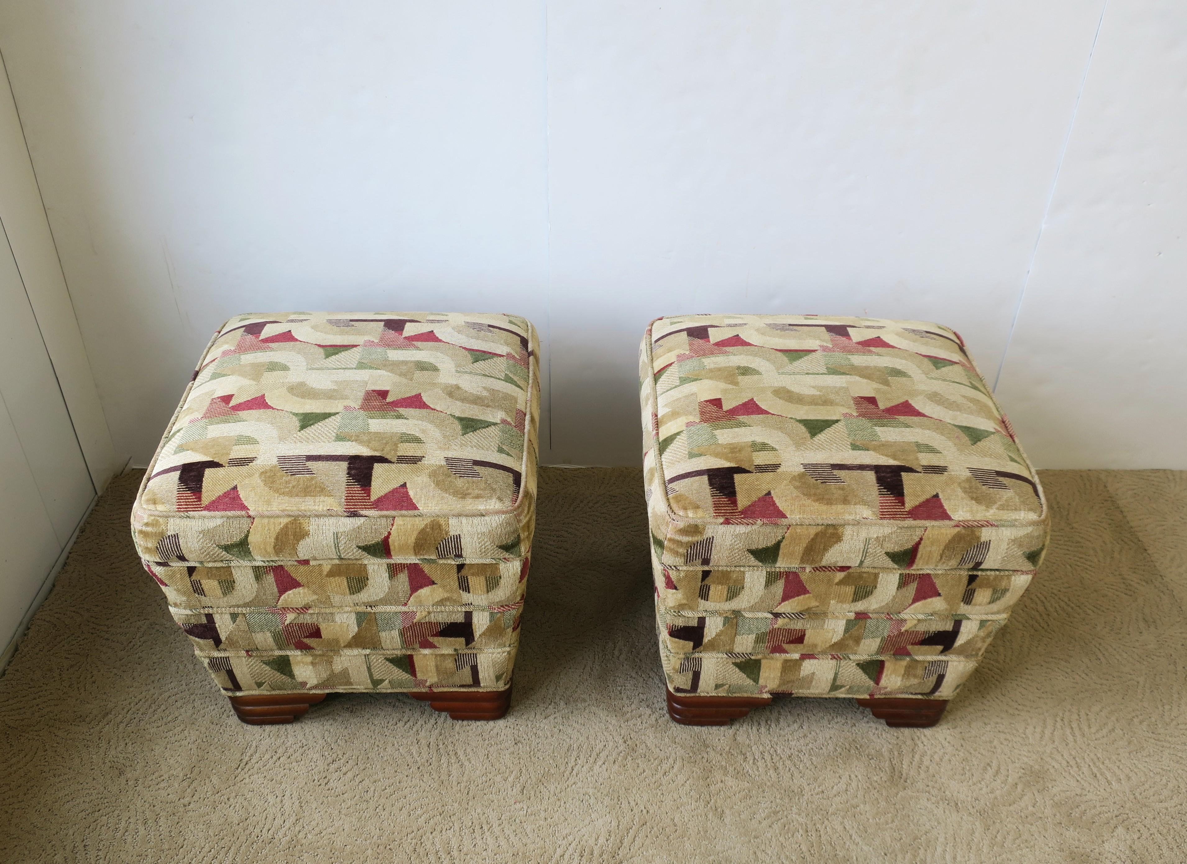 Upholstery Art Deco Upholstered Stools or Benches, Pair