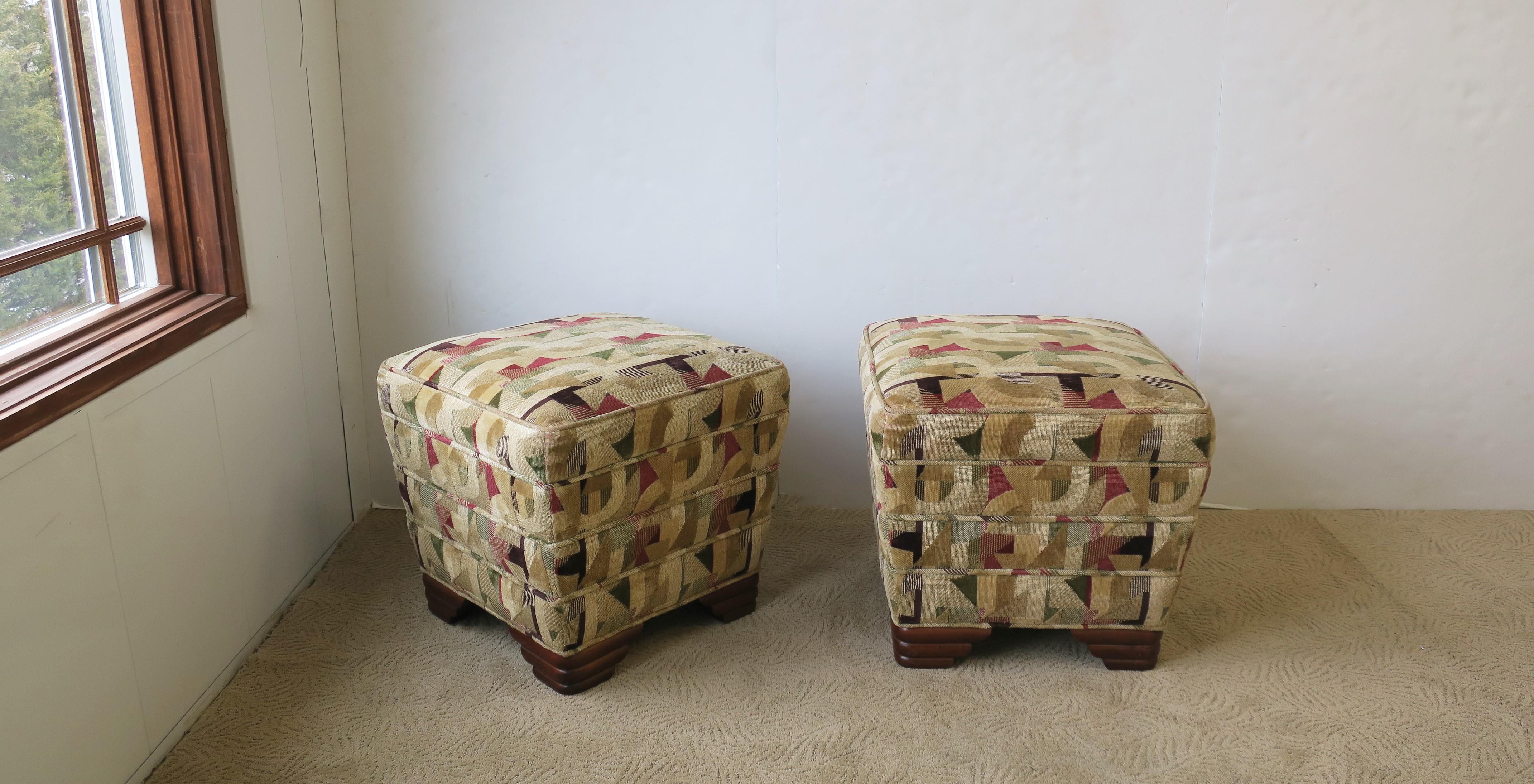 Art Deco Upholstered Stools or Benches, Pair 1