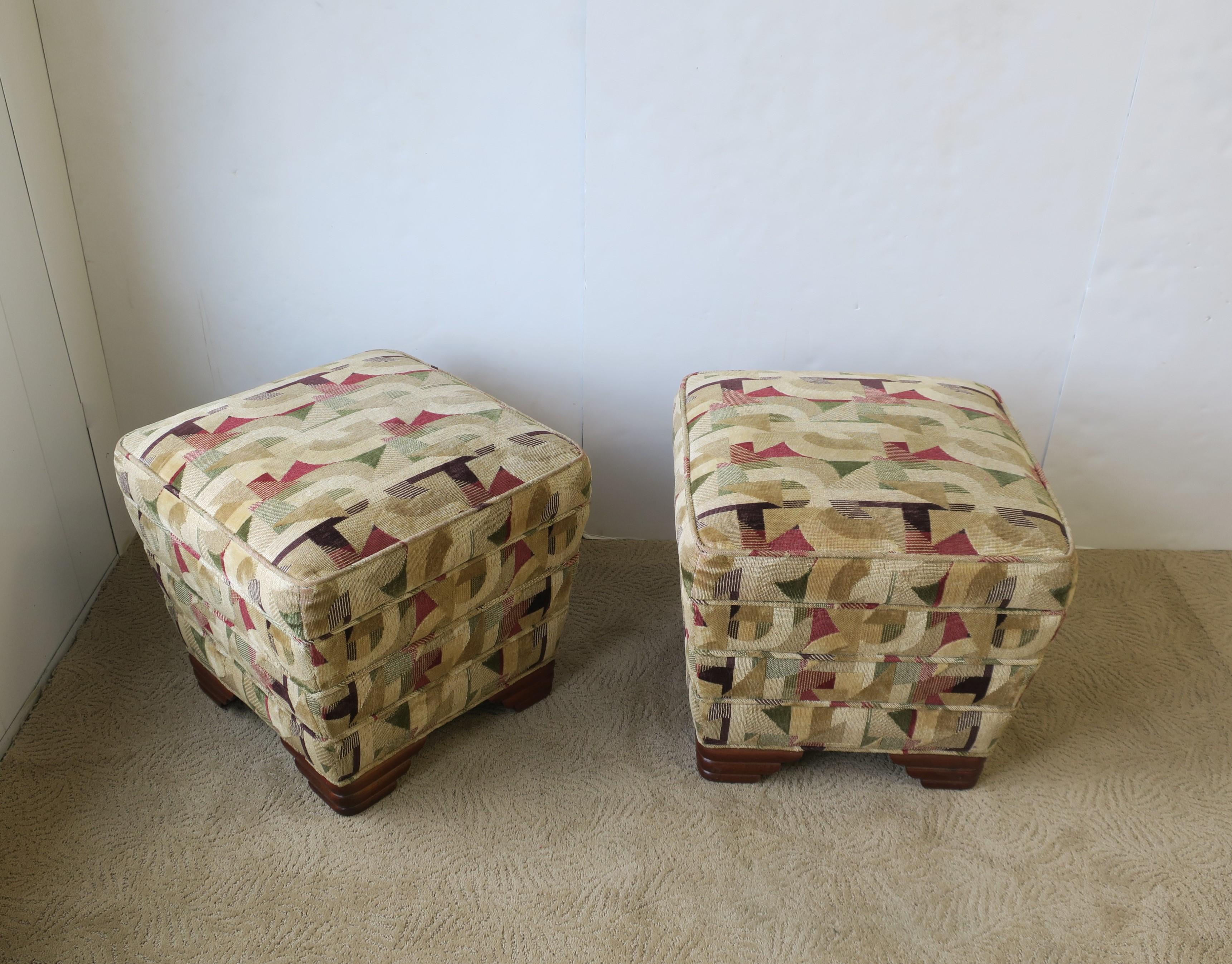 Art Deco Upholstered Stools or Benches, Pair 2