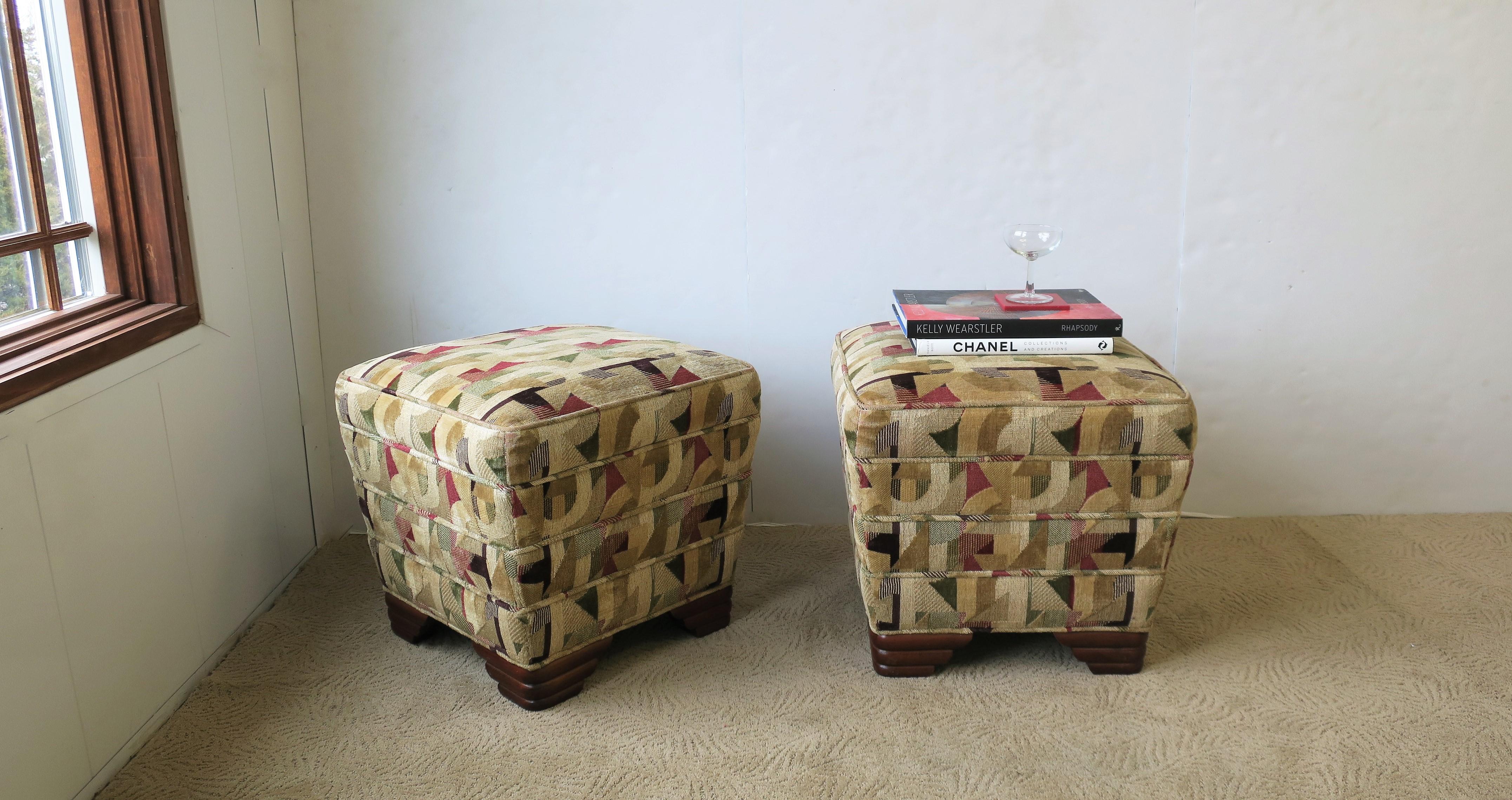 Art Deco Upholstered Stools or Benches, Pair 4