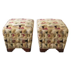 Art Deco Upholstered Stools or Benches, Pair
