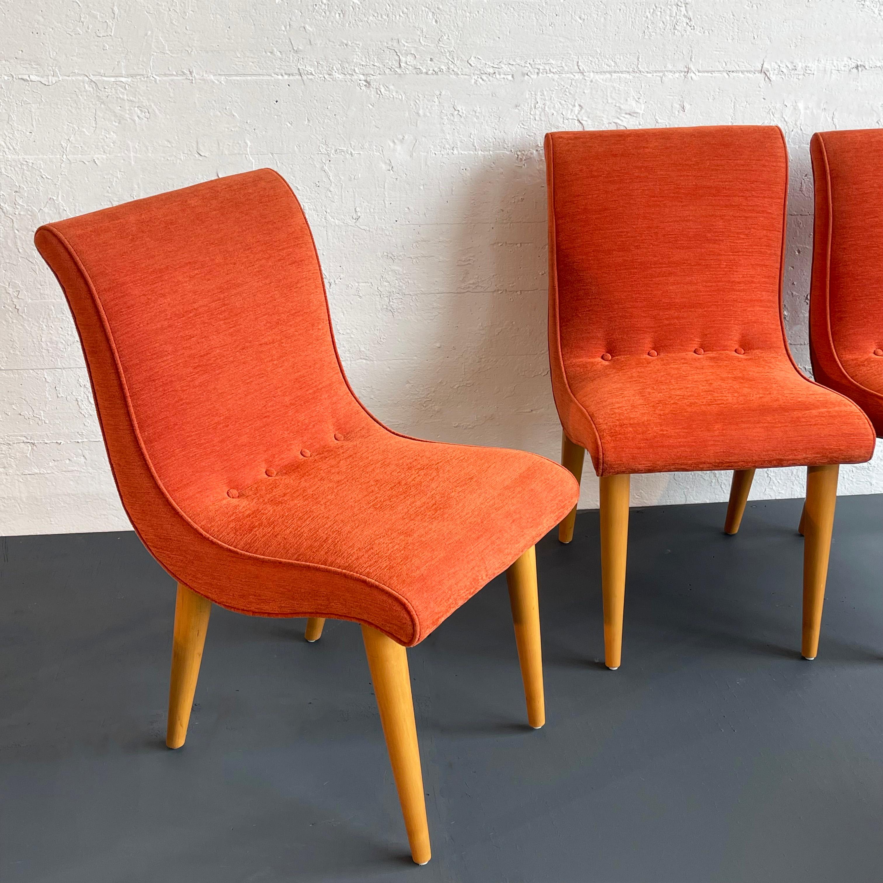 Art Deco Upholstered Scoop Dining Chairs By Russel Wright For Conant Ball For Sale 3