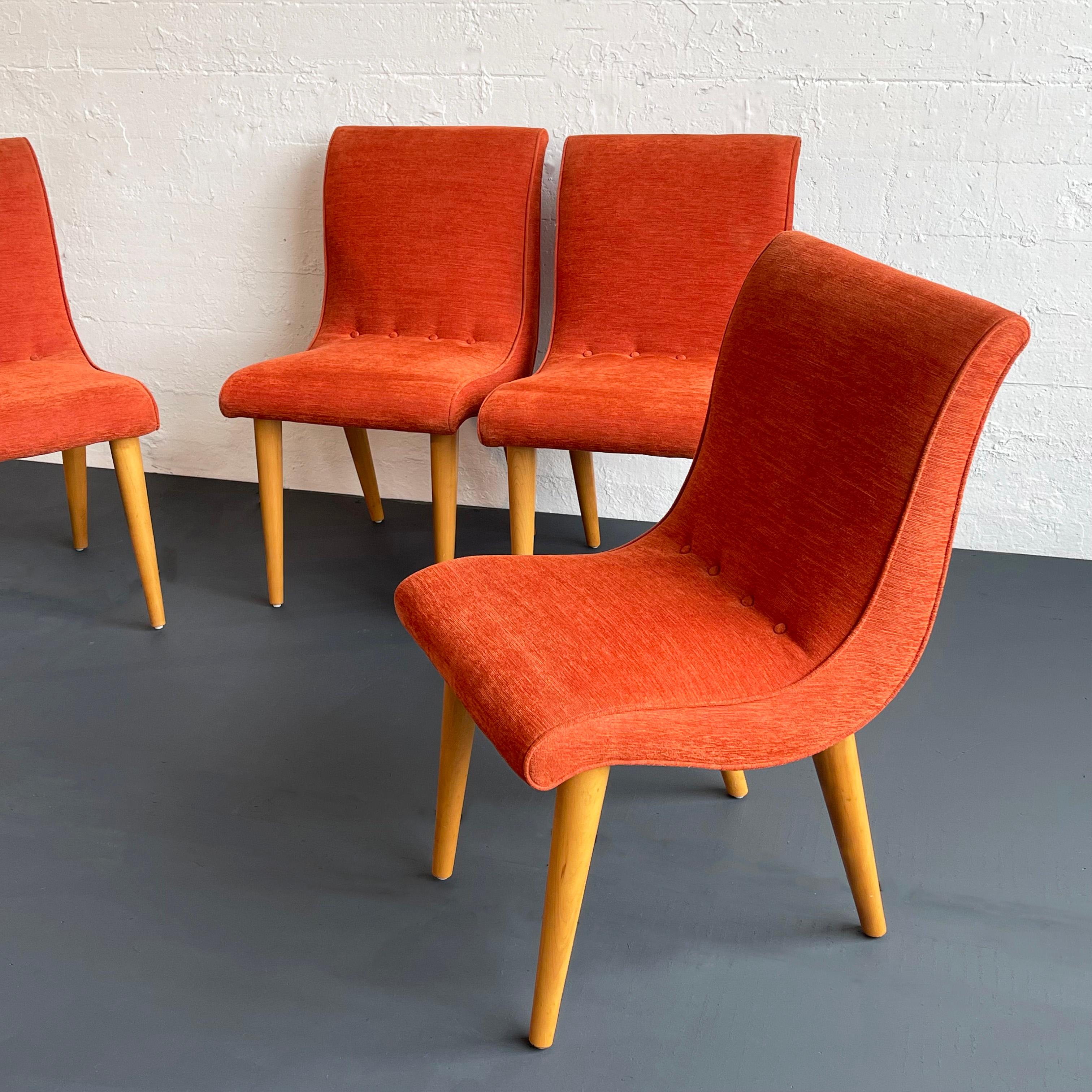 Art Deco Upholstered Scoop Dining Chairs By Russel Wright For Conant Ball For Sale 4