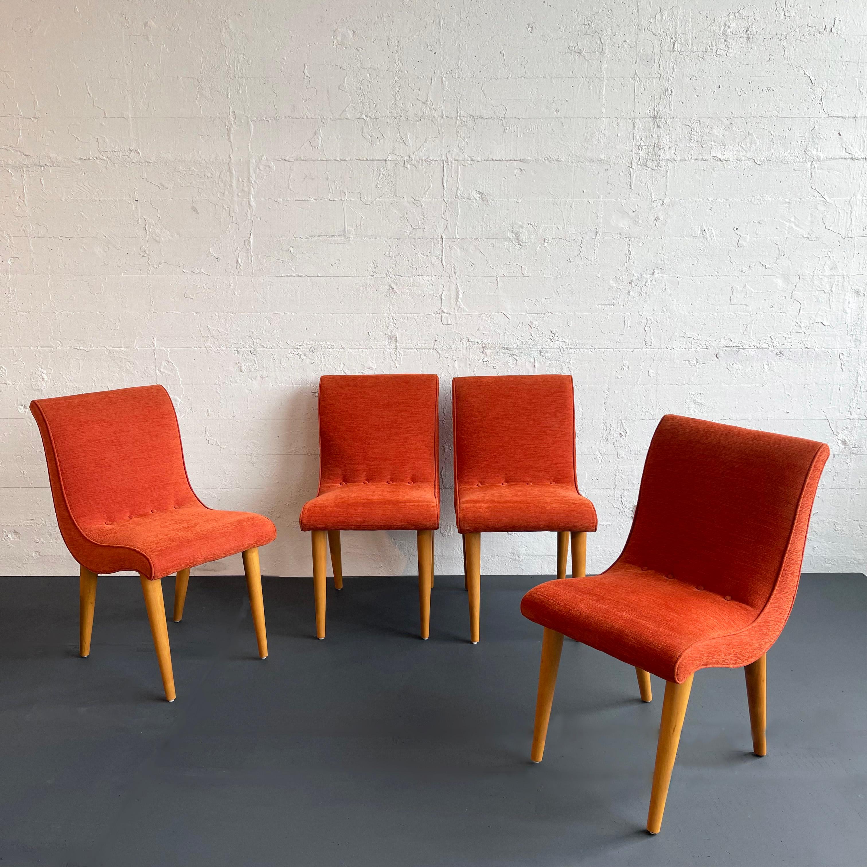 20th Century Art Deco Upholstered Scoop Dining Chairs By Russel Wright For Conant Ball For Sale