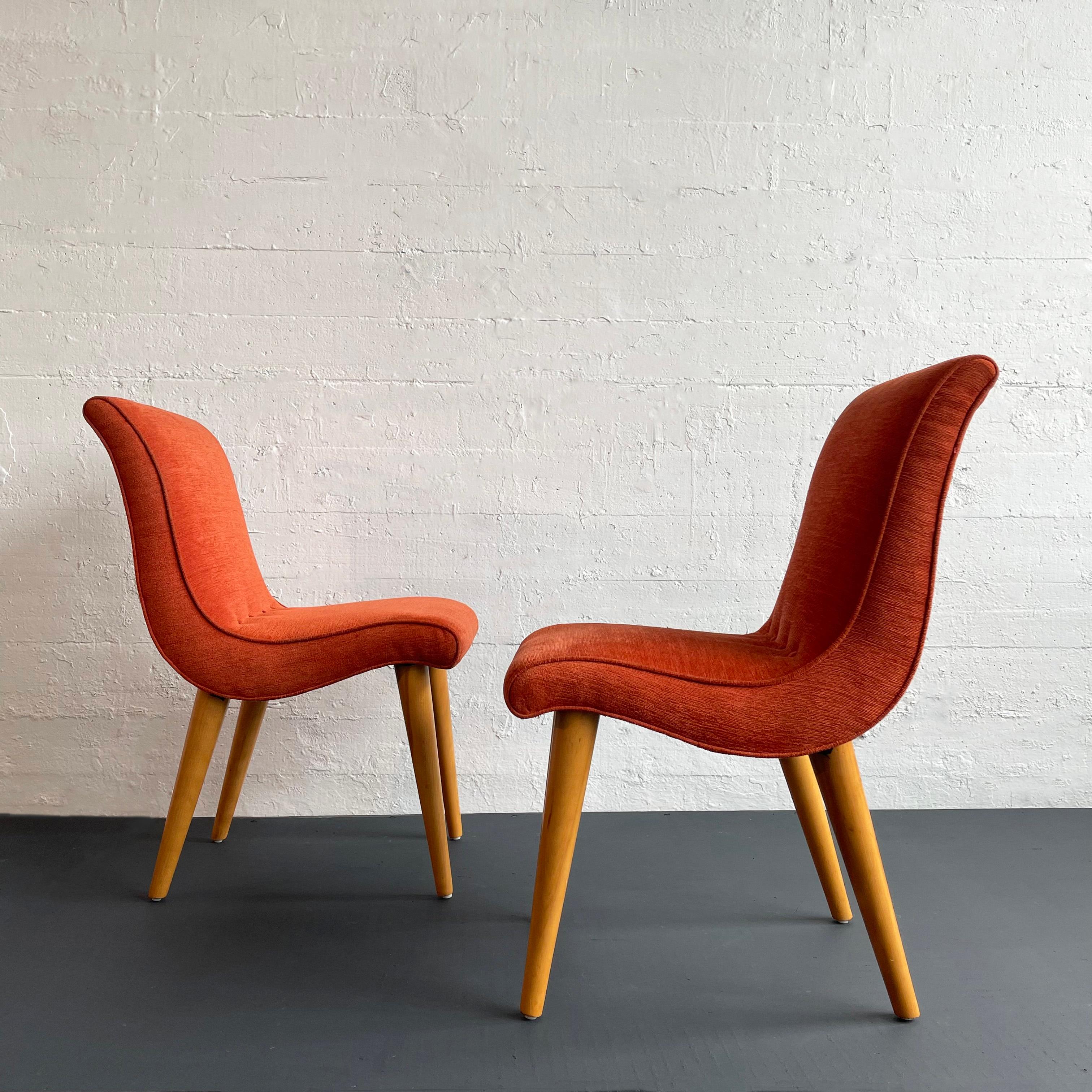 Art Deco Upholstered Scoop Dining Chairs By Russel Wright For Conant Ball For Sale 1