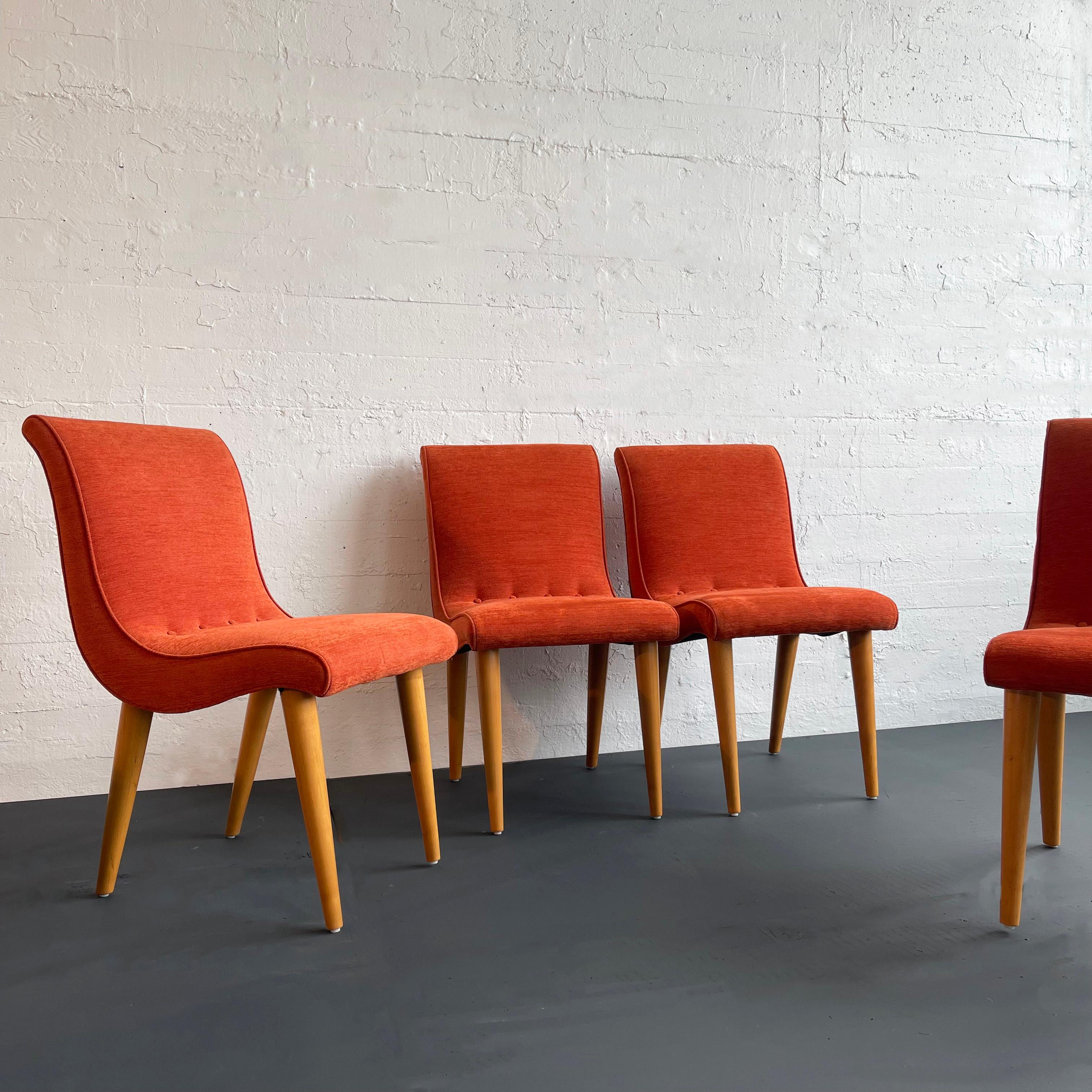 Art Deco Upholstered Scoop Dining Chairs By Russel Wright For Conant Ball For Sale 2