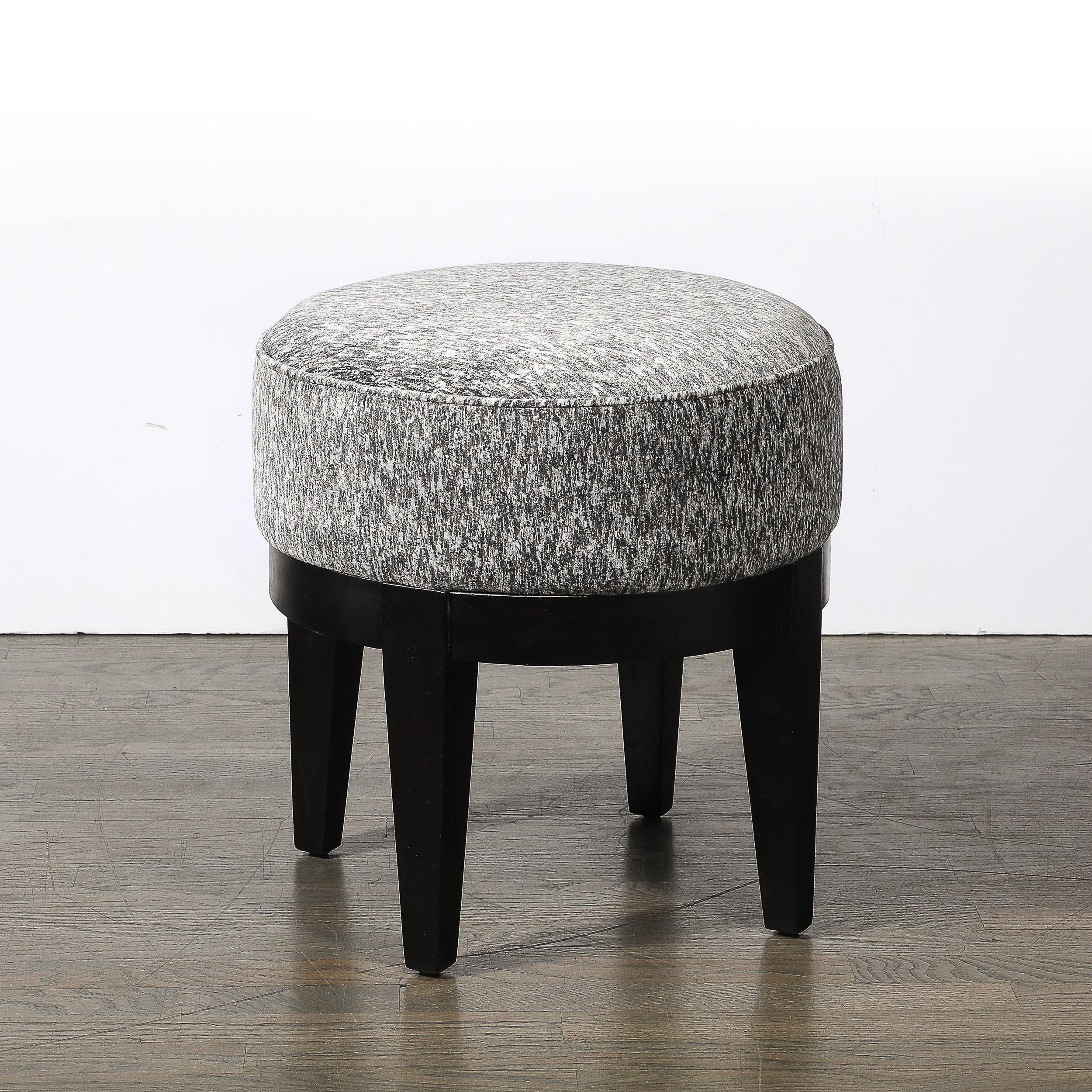 Art Deco gepolsterter Hocker in Nussbaum ebonisiert im Angebot 3