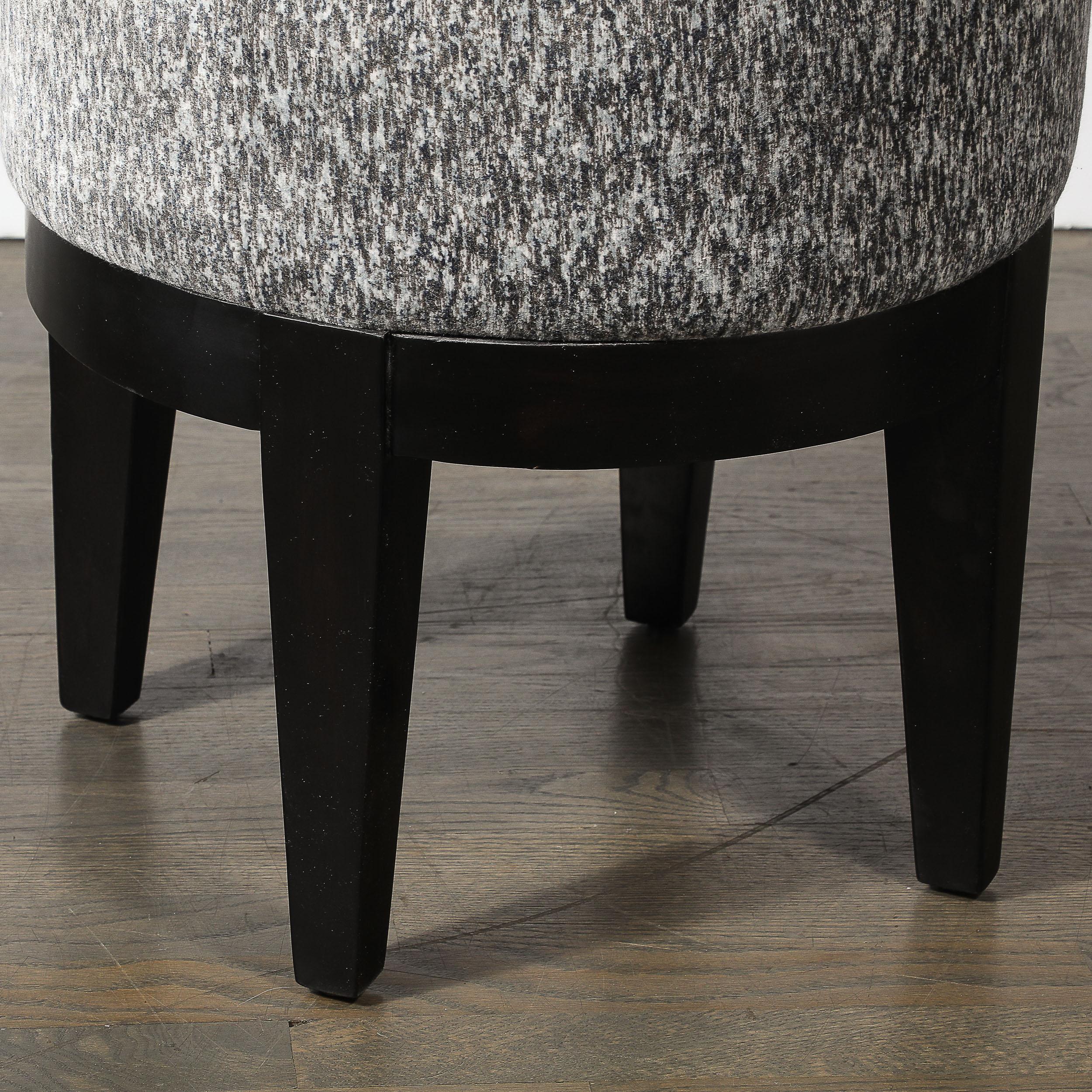 Art Deco gepolsterter Hocker in Nussbaum ebonisiert im Angebot 4