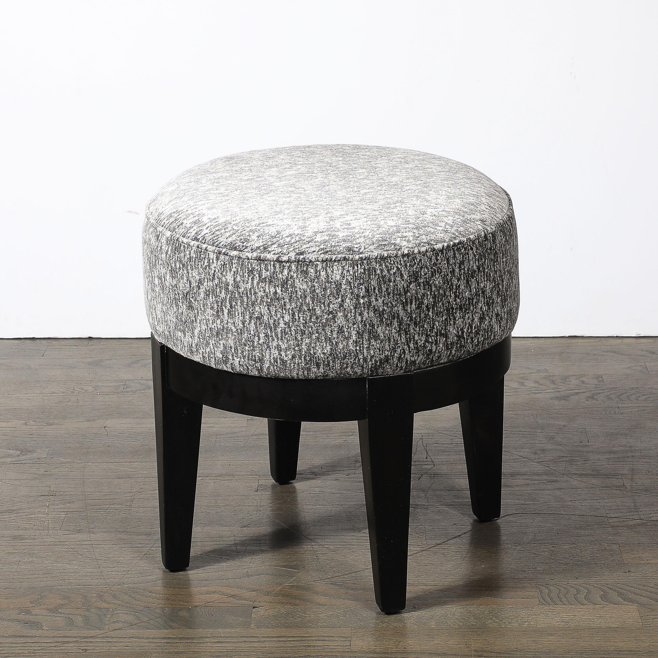 Art Deco gepolsterter Hocker in Nussbaum ebonisiert im Angebot 2
