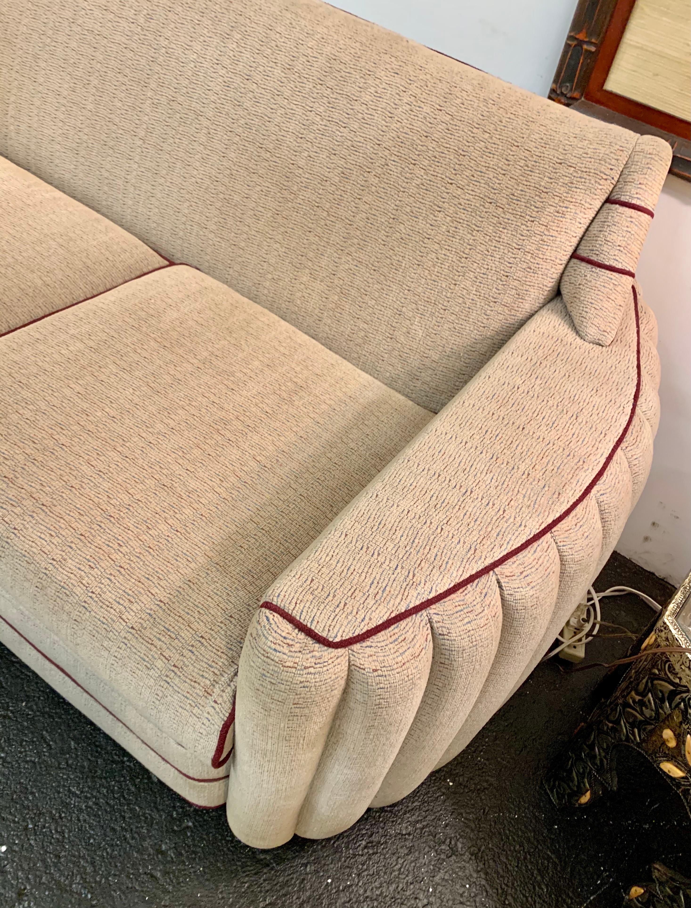 American Art Deco Upholstered Three-Seat Sofa
