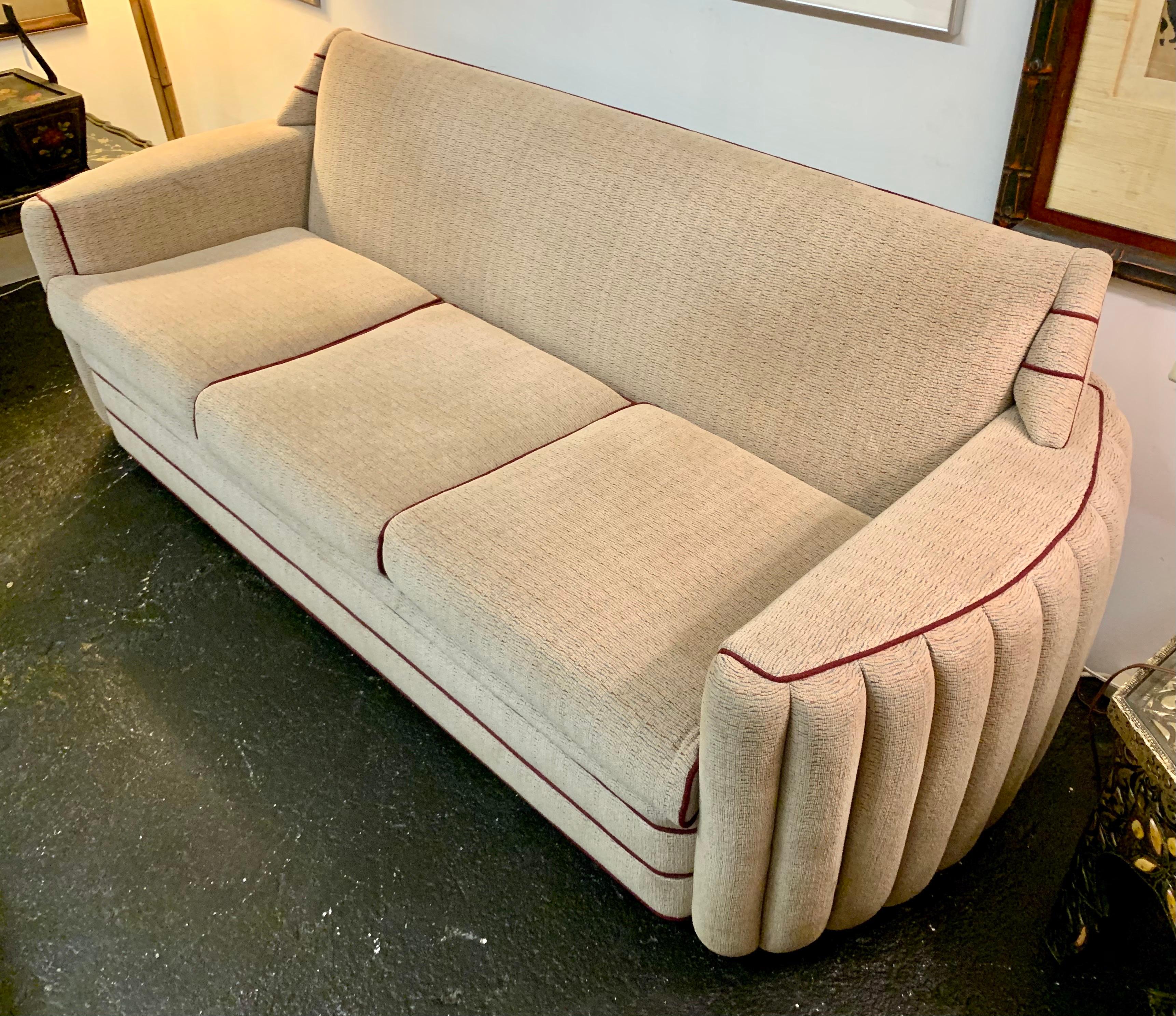 Art Deco Upholstered Three-Seat Sofa In Good Condition In West Hartford, CT