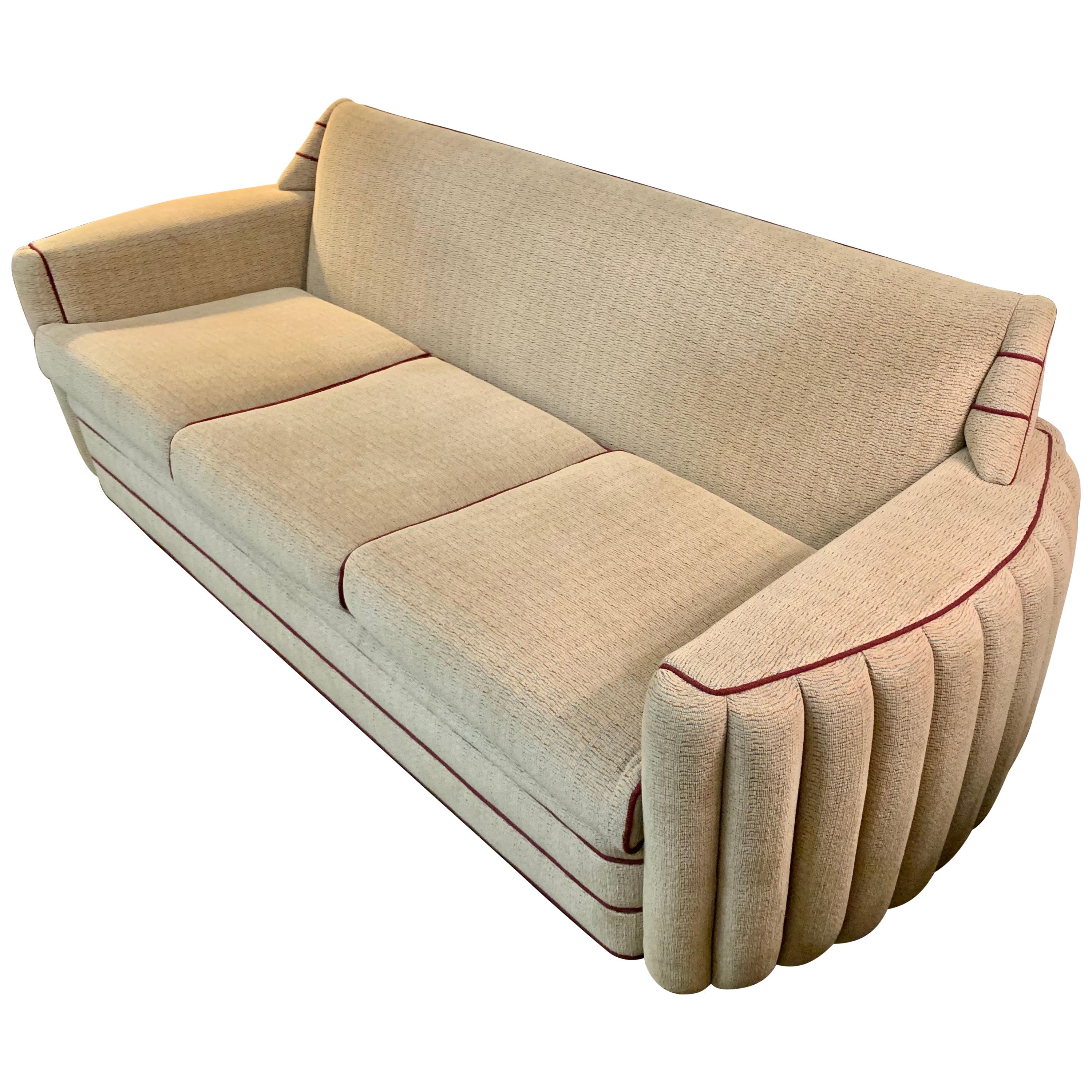 Art Deco Upholstered Three-Seat Sofa