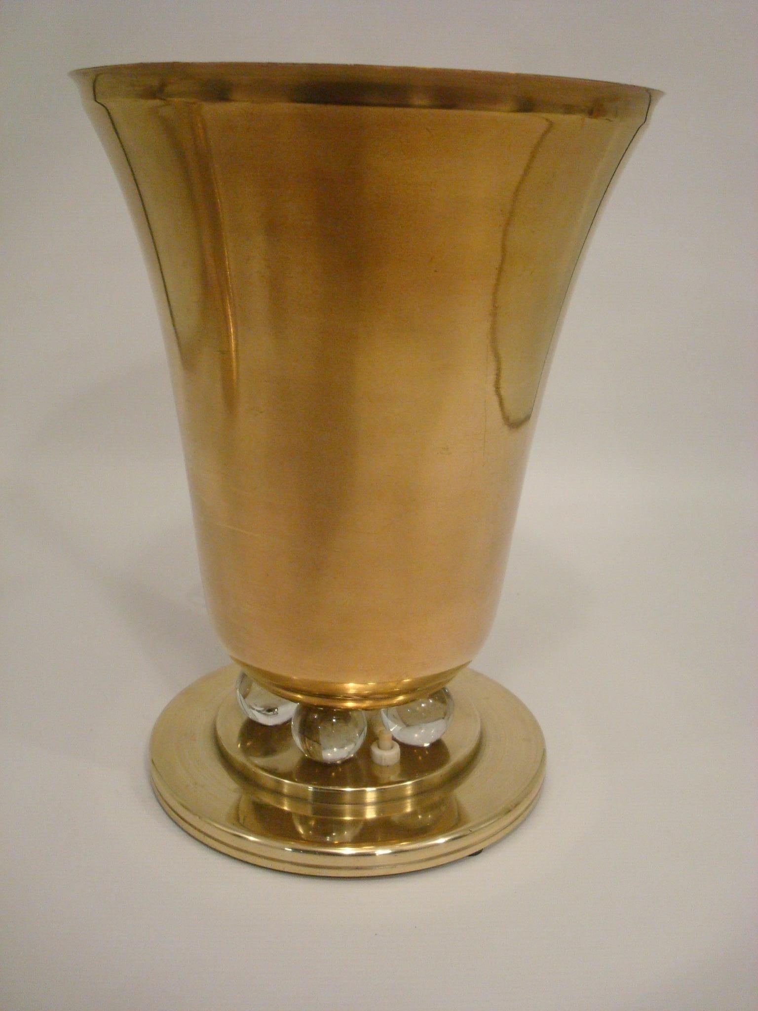 Art Deco Uplight Brass Metal Table Lamp, French, 1930s For Sale 1