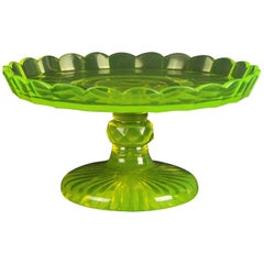 Art Deco Uranium Glass Centerpiece, Austria, circa 1920