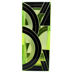 Art Deco Uranium Glass & Etched Enamel Vase, c1930