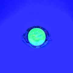 Art Deco Uranium Glass Ring in 14k Tri-Tone Gold