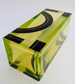 Art Deco Uranium Glass Vase By Karl Palda, c1930