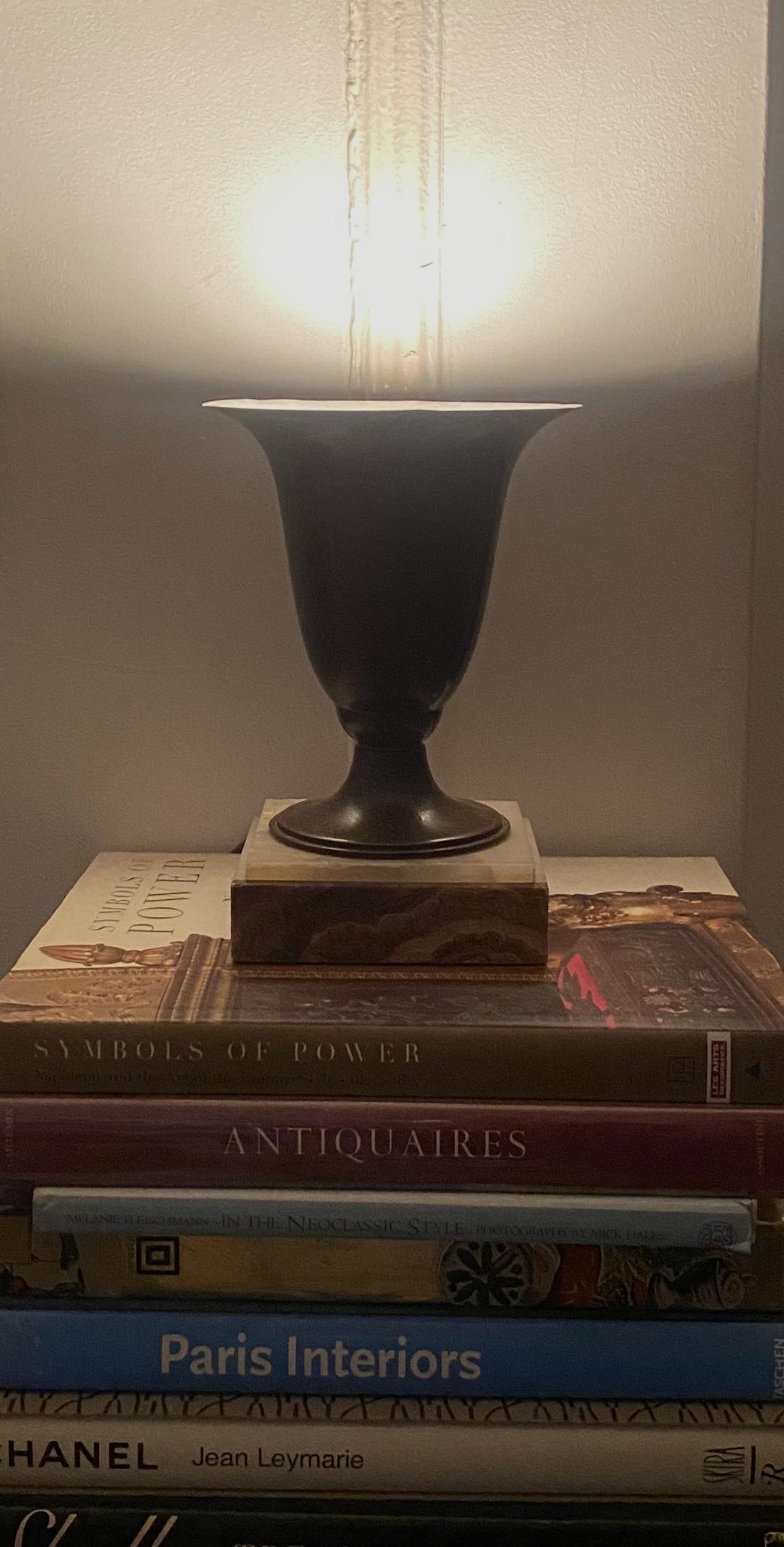 Art Deco Urn Form Table Lamps Onyx Marble Bases, Pair For Sale 4