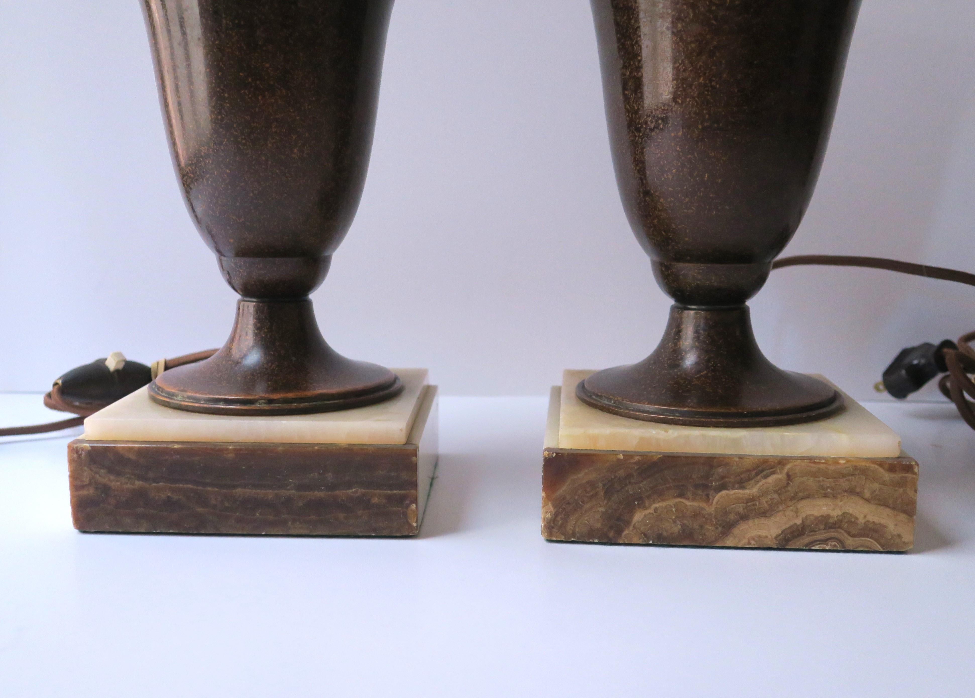 Art Deco Urn Form Table Lamps Onyx Marble Bases, Pair For Sale 8