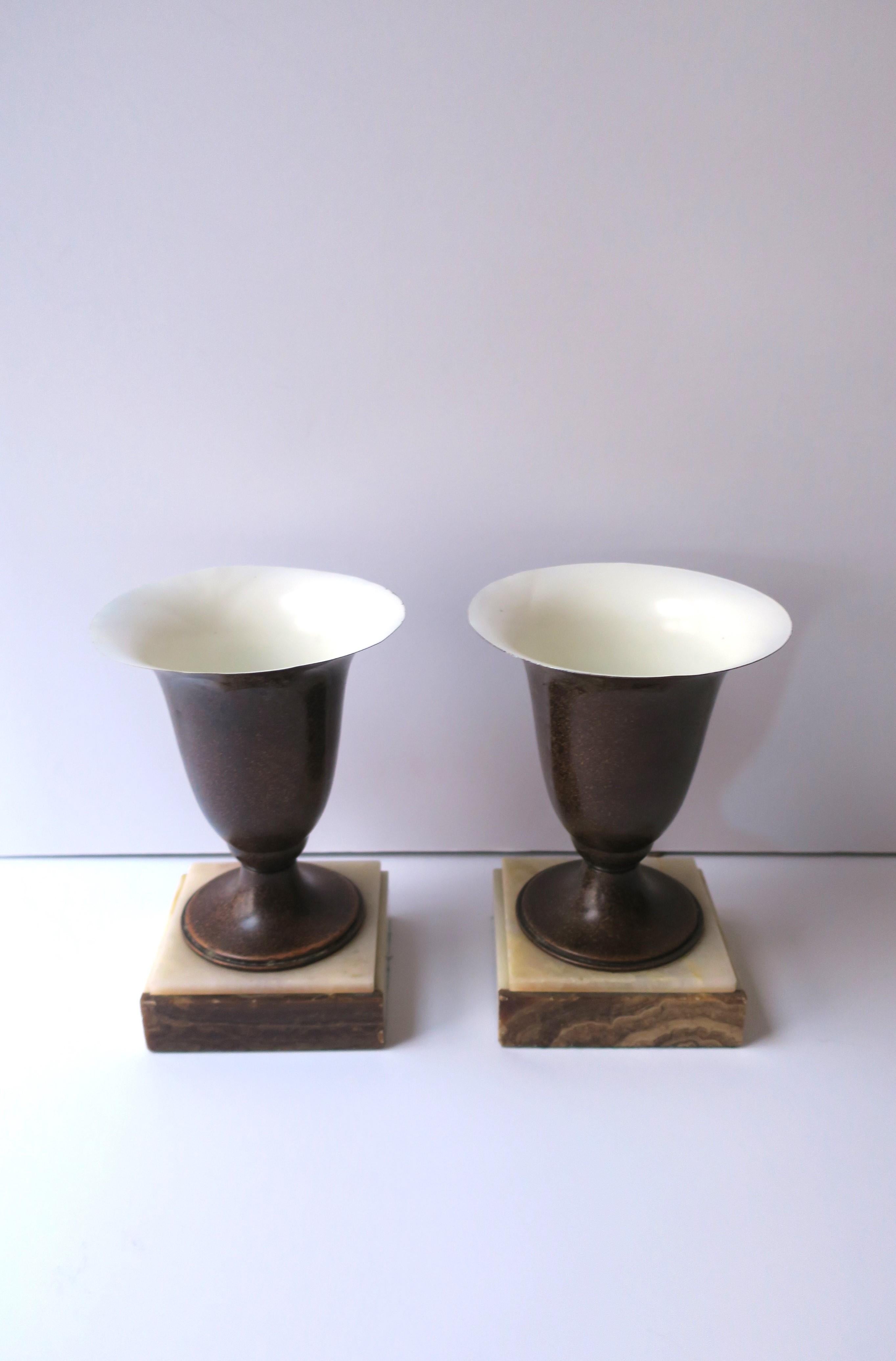 Art Deco Urn Form Table Lamps Onyx Marble Bases, Pair In Good Condition For Sale In New York, NY
