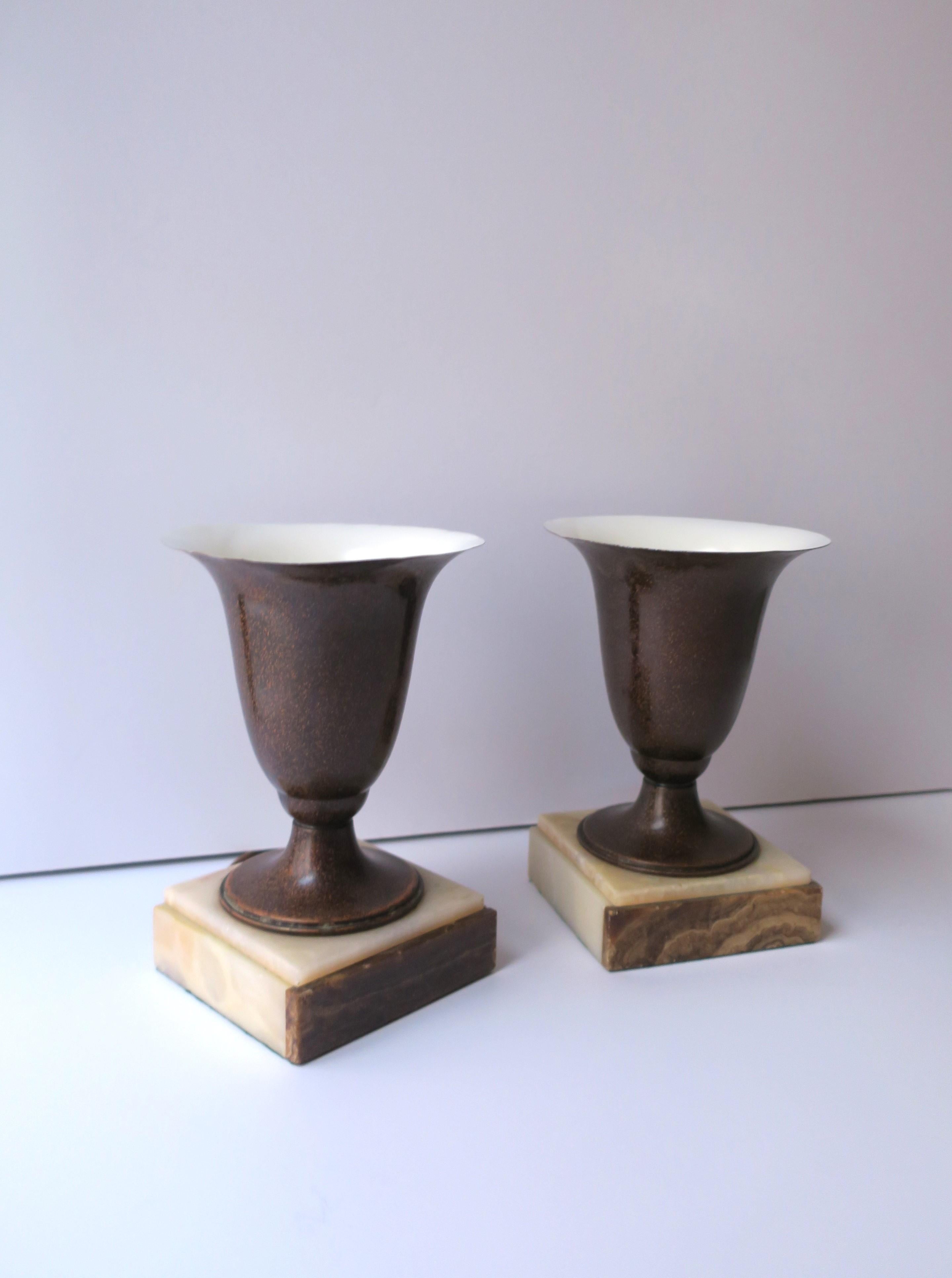 Art Deco Urn Form Table Lamps Onyx Marble Bases, Pair For Sale 1