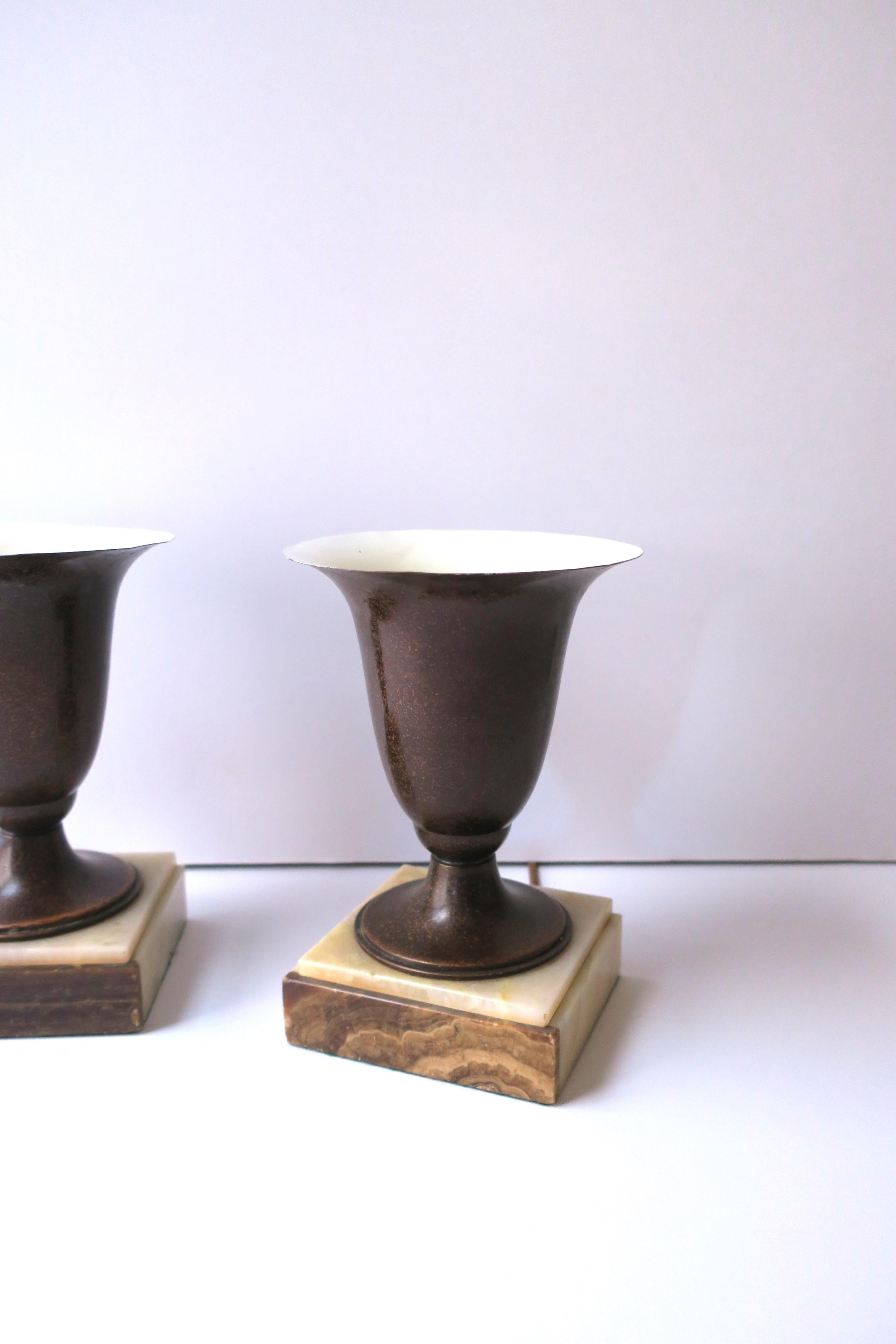 Art Deco Urn Form Table Lamps Onyx Marble Bases, Pair For Sale 2