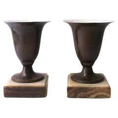 Lampade da tavolo a urna Art Déco con base in marmo onice, coppia