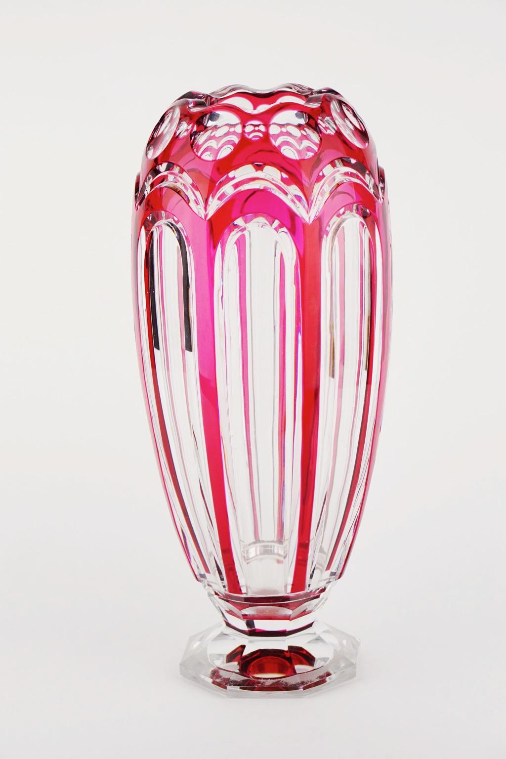 Art Deco Val Saint Lambert ADP 9 Red Glass Vase For Sale 5