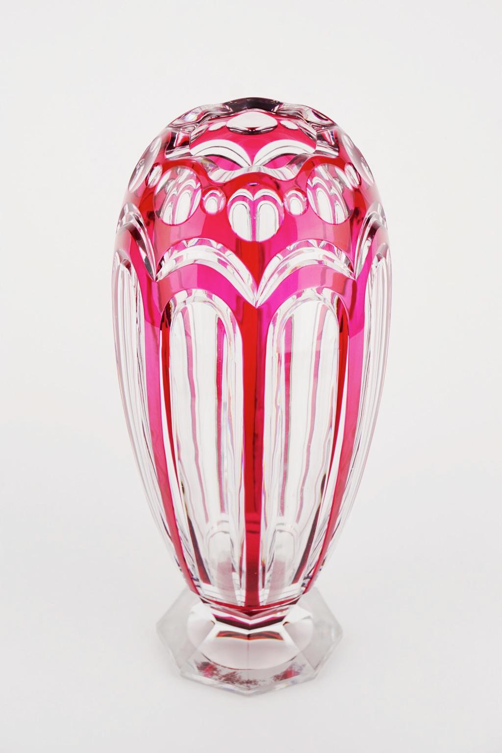 Art Deco Val Saint Lambert ADP 9 Red Glass Vase For Sale 7