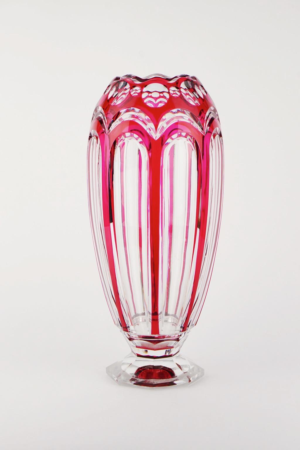 Art Deco Val Saint Lambert ADP 9 Red Glass Vase For Sale 8