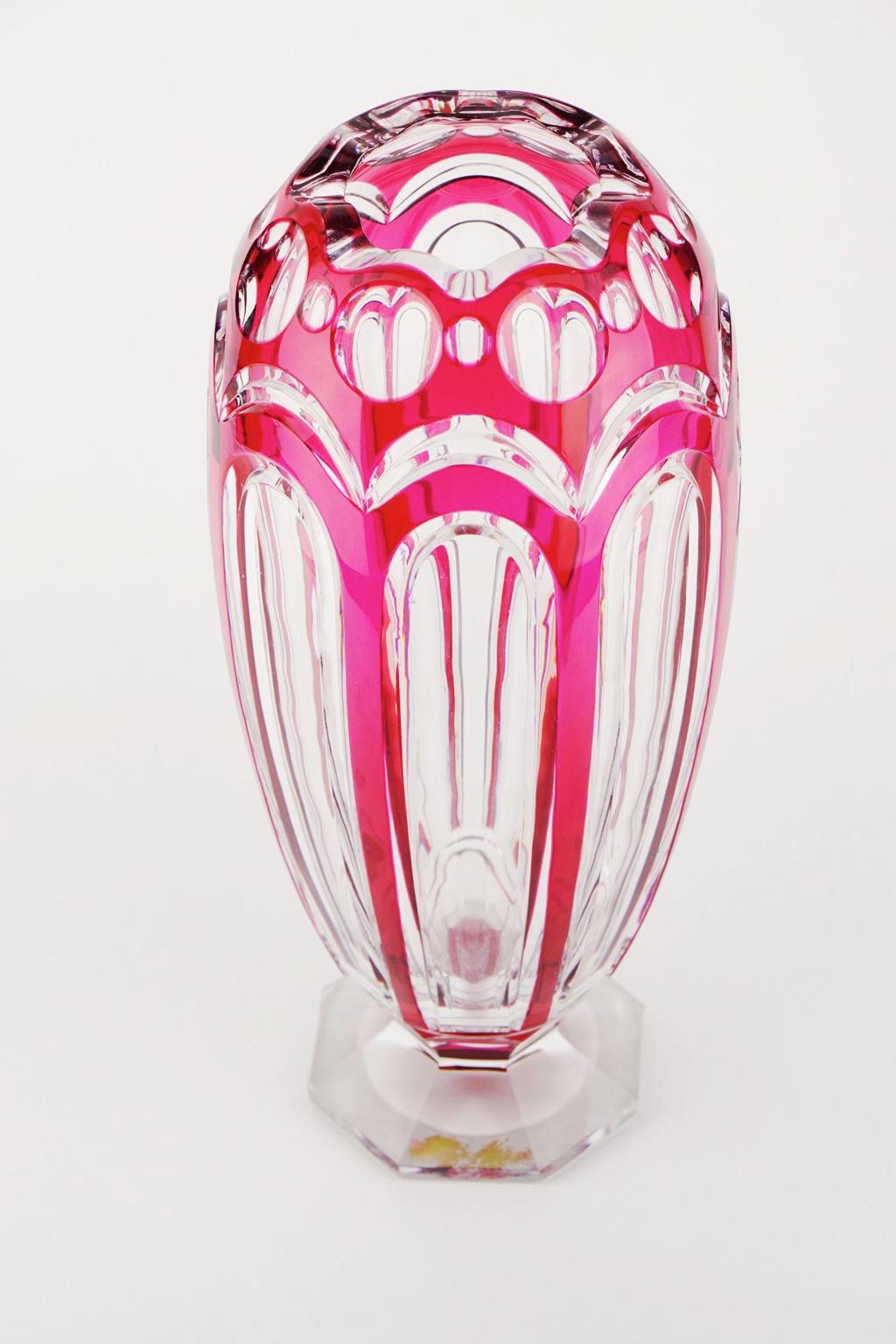 Art Deco Val Saint Lambert ADP 9 Red Glass Vase For Sale 1