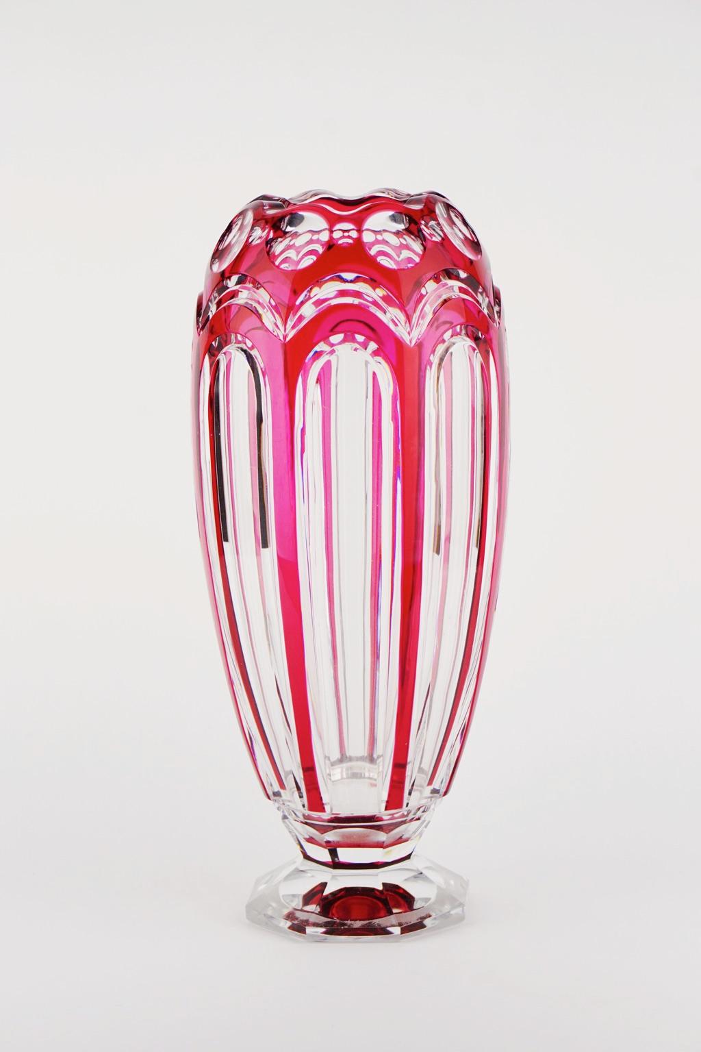 Art Deco Val Saint Lambert ADP 9 Red Glass Vase For Sale 4