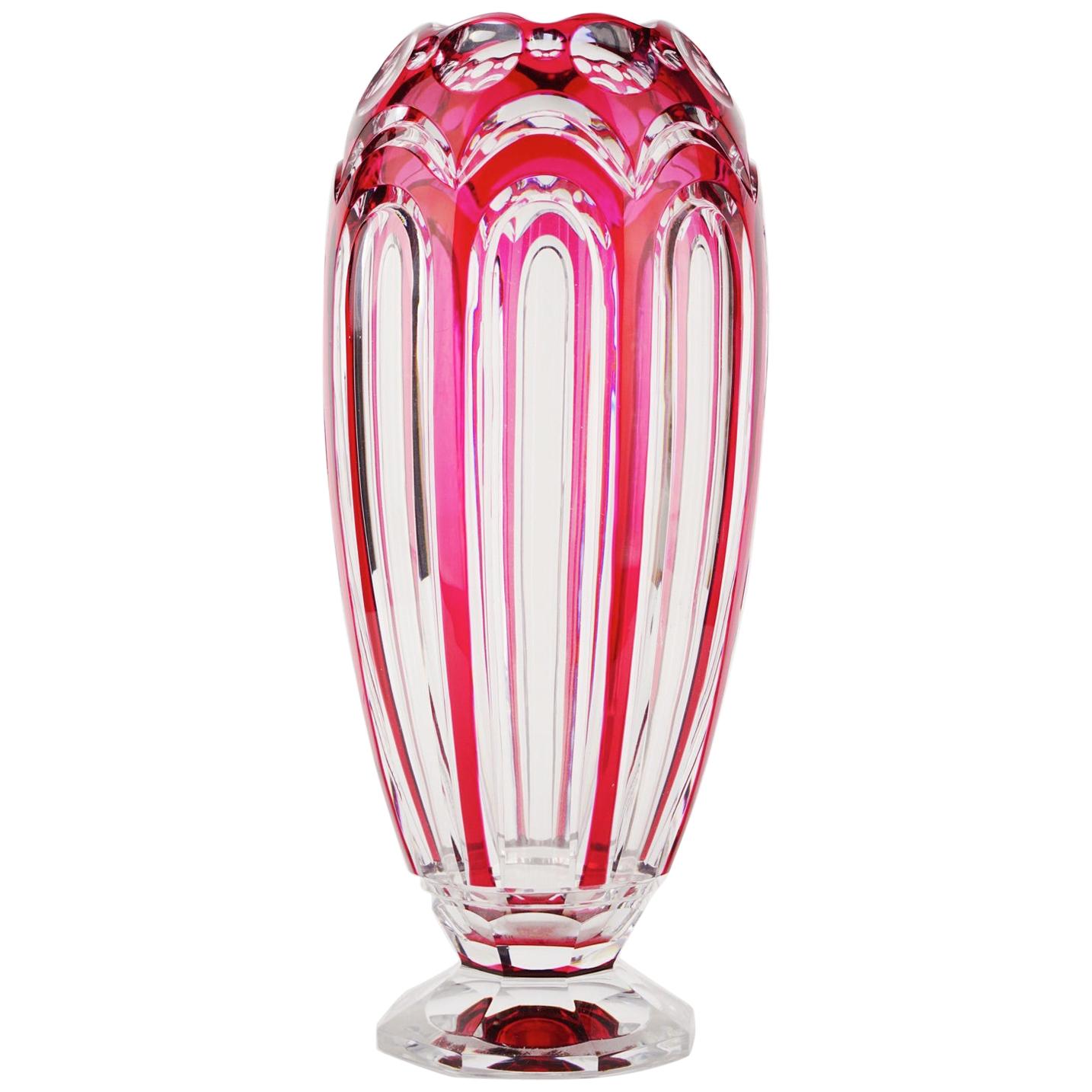 Art Deco Val Saint Lambert ADP 9 Red Glass Vase For Sale